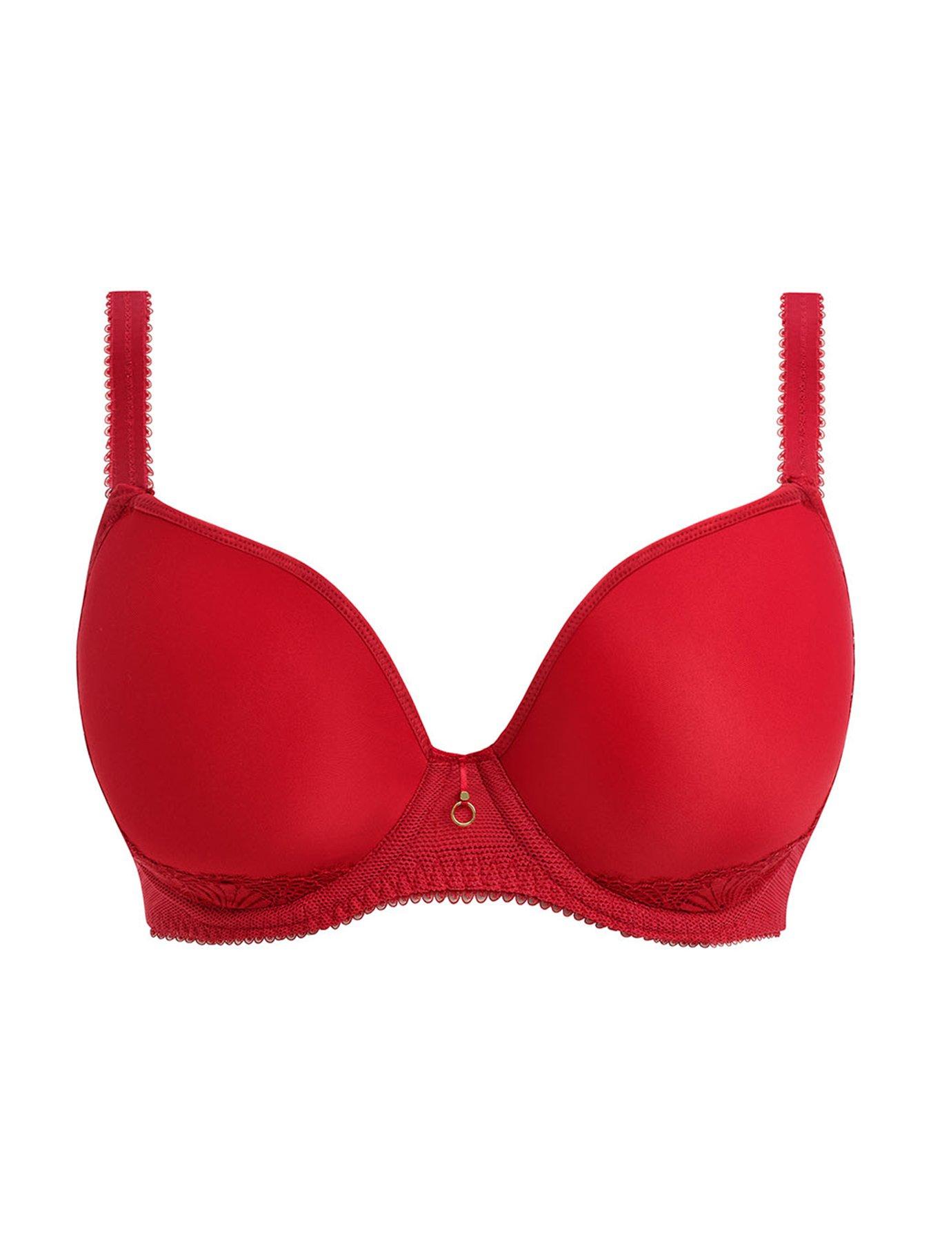  image of freya-fascinate-underwire-moulded-plunge-t-shirt-bra-red