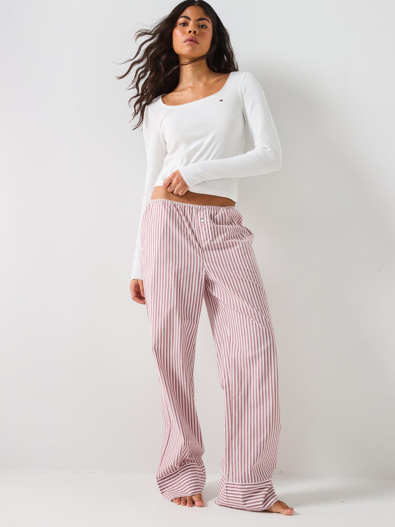 Image 4 of 6 of Tommy Hilfiger Long Sleeve T-Shirt Pointelle Poplin Pyjama Set - Multi