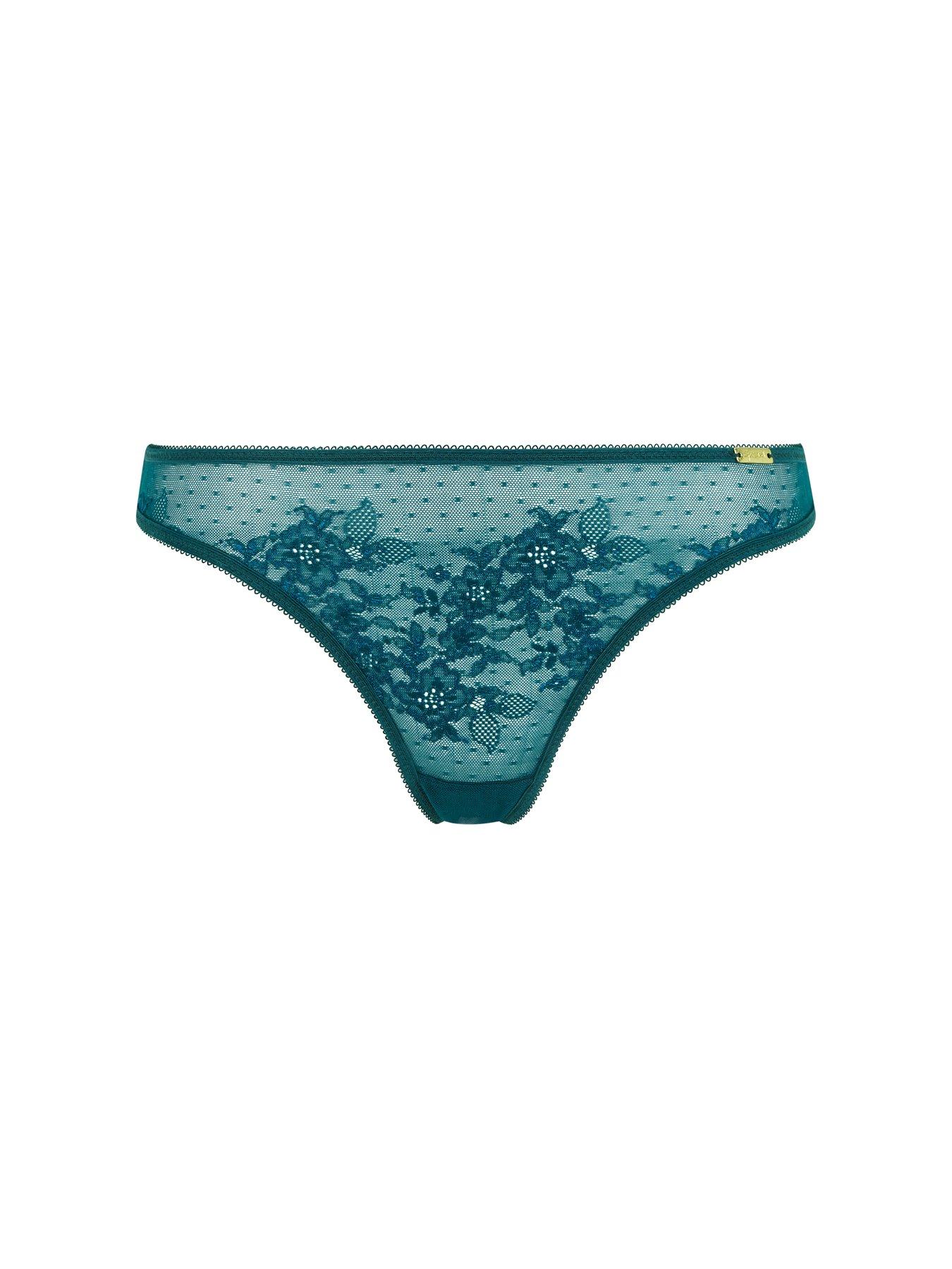  image of gossard-glossies-lace-thong-dark-green