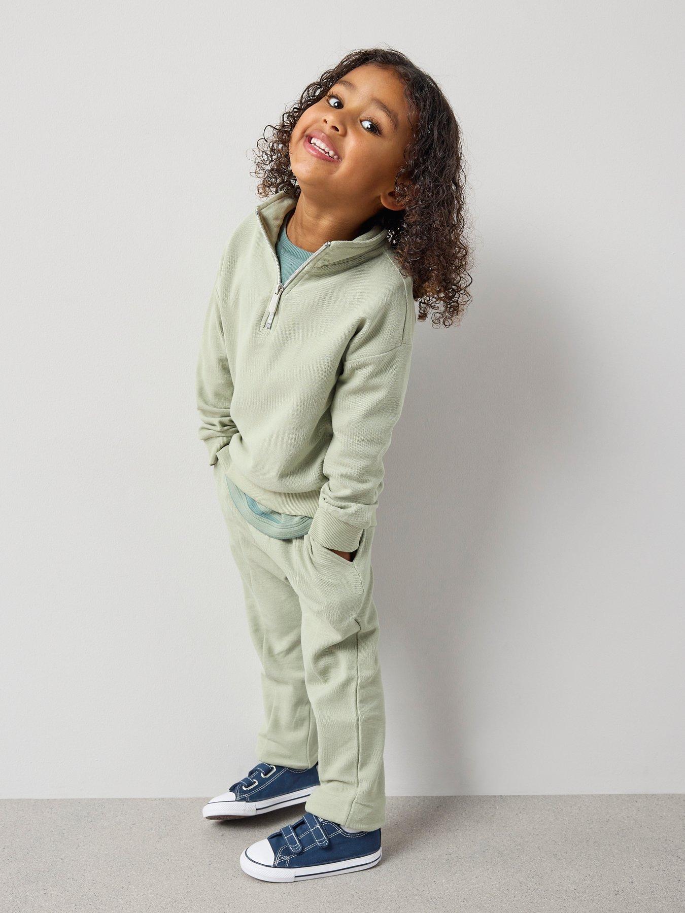 The Very Collection Boys Elevated Half Zip Sweat And Joggers Outfit Set - Green