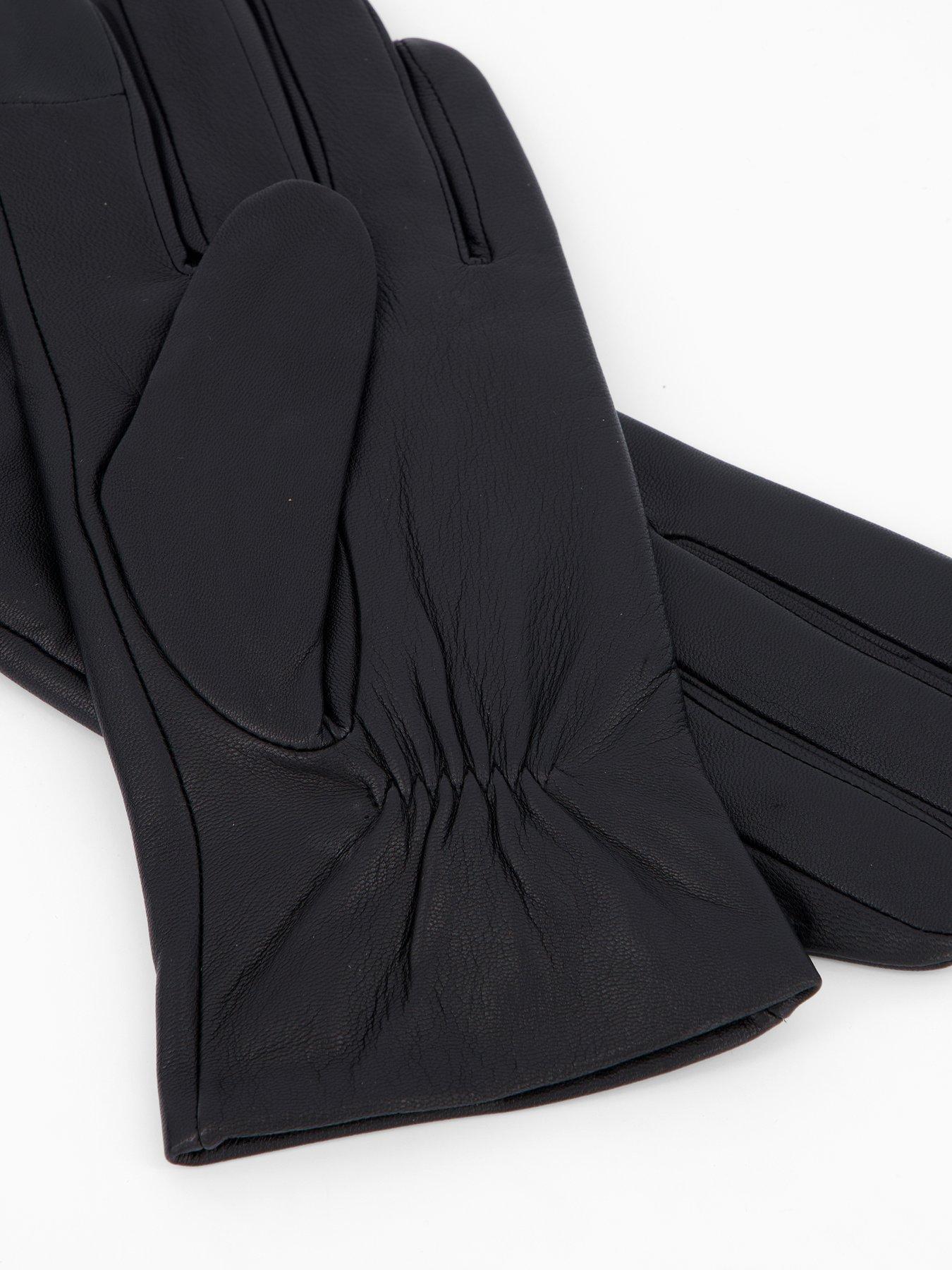  image of tommy-hilfiger-essential-flag-leather-gloves-black