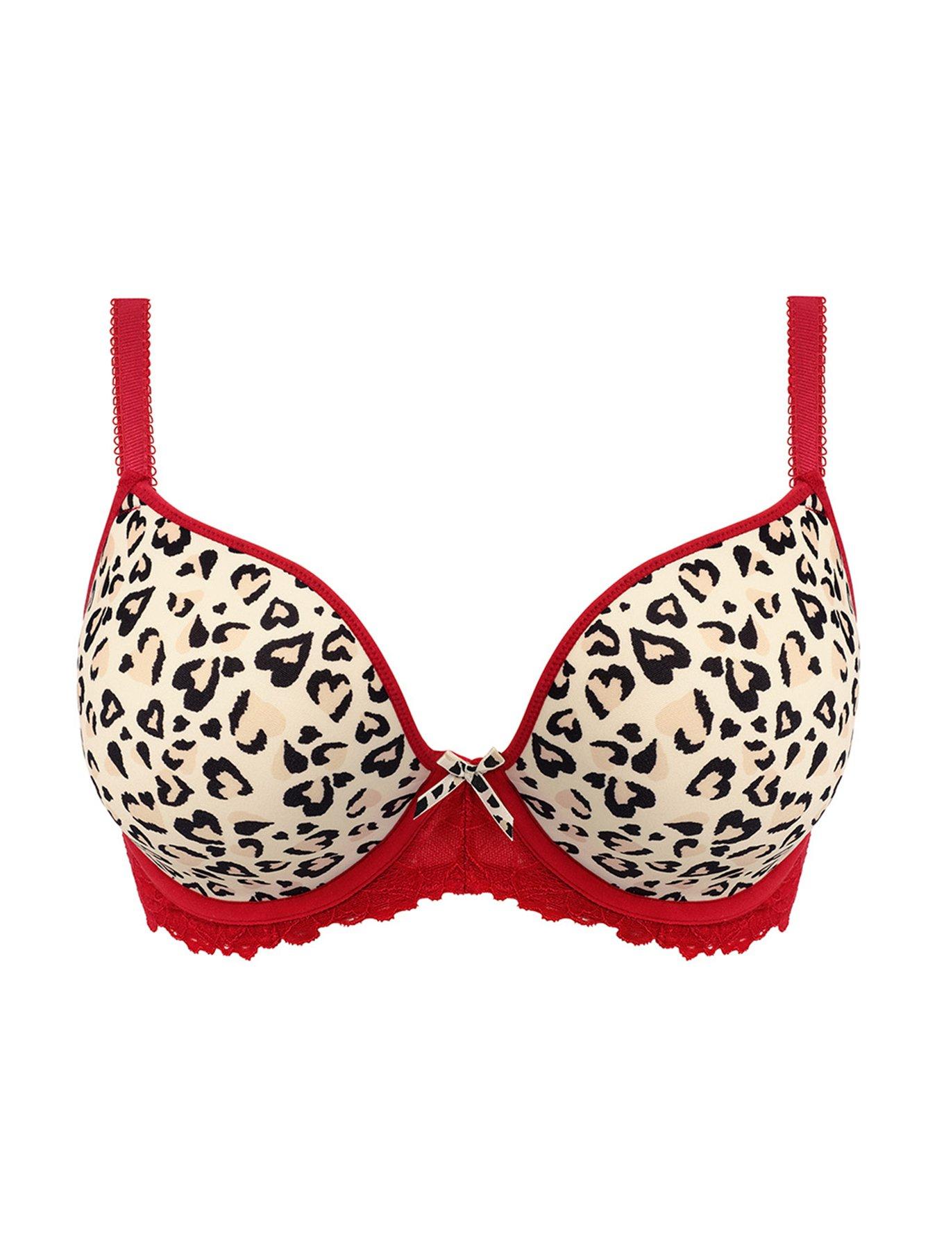  image of freya-cherish-me-underwire-moulded-plunge-t-shirt-bra-red-leopard