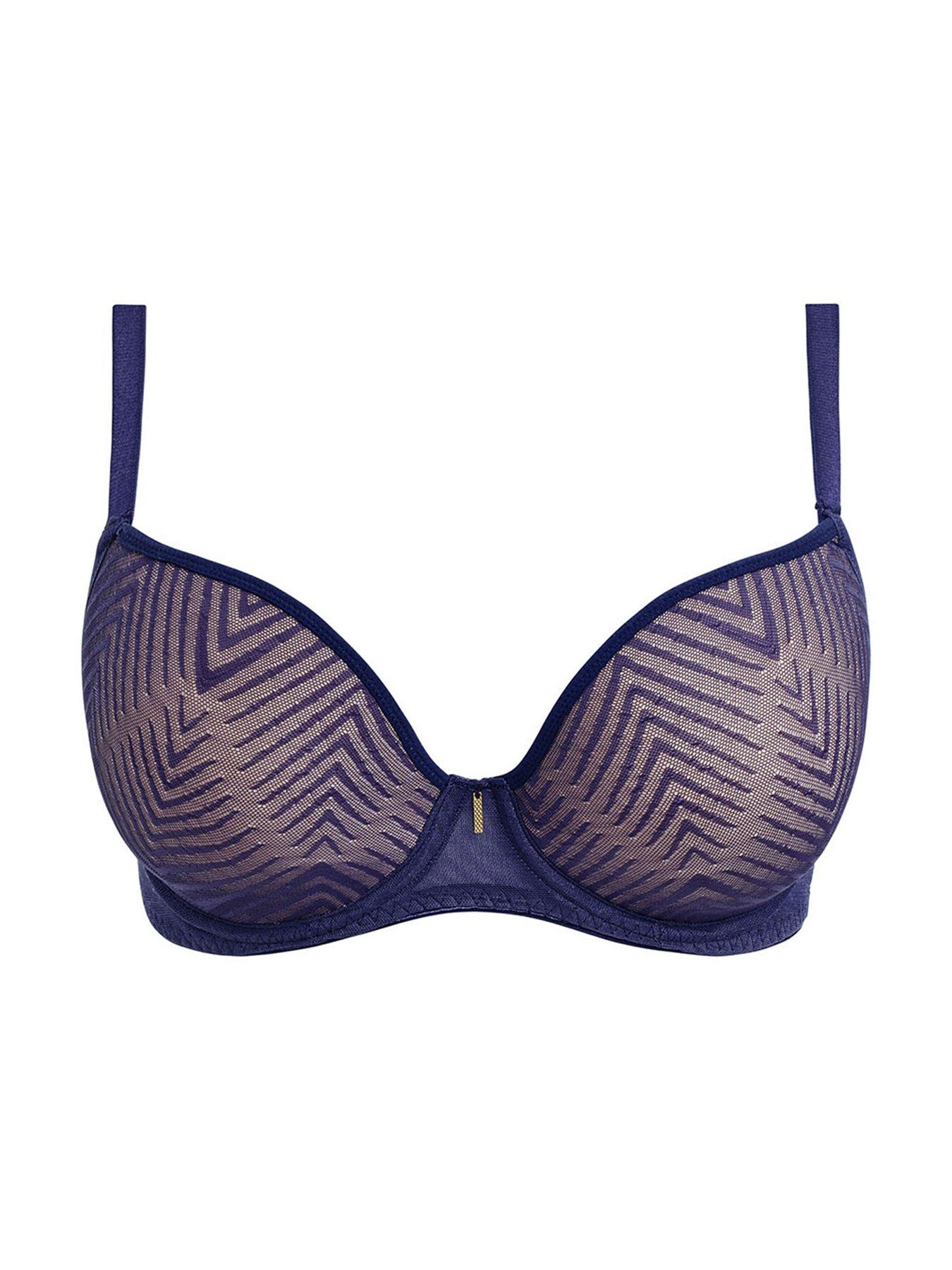  image of freya-tailored-underwire-moulded-plunge-t-shirt-bra-dark-sapphire-navy