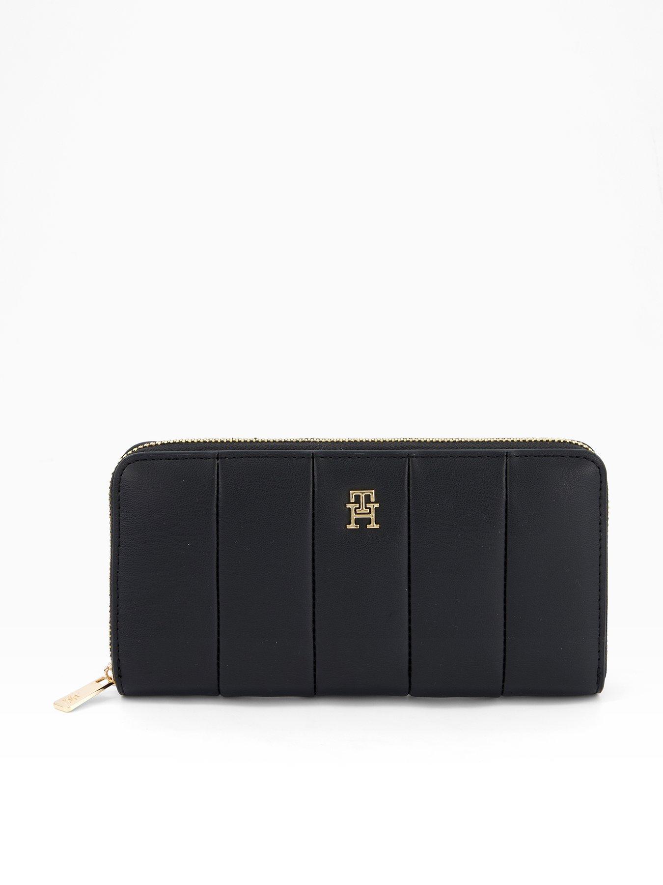 Image 1 of 4 of Tommy Hilfiger Icon Large Quilted Zip Purse - Black