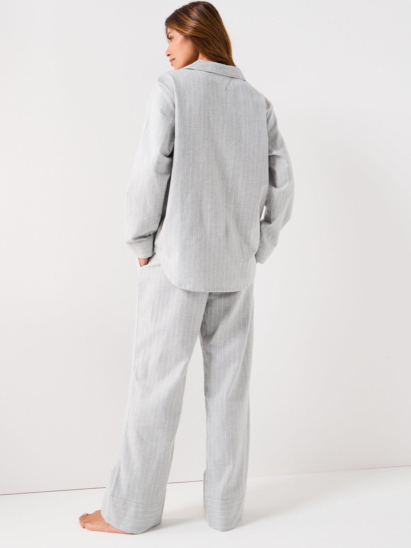  image of tommy-hilfiger-flannel-shirt-pyjama-set-grey