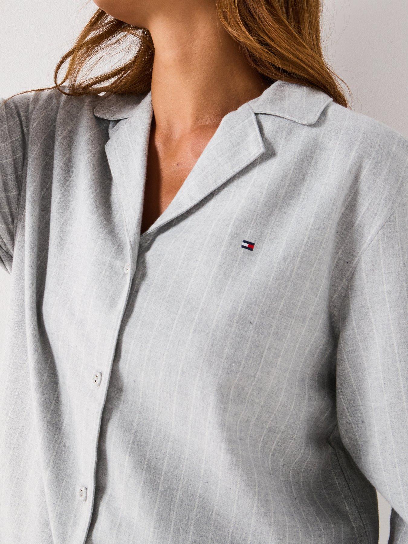  image of tommy-hilfiger-flannel-shirt-pyjama-set-grey