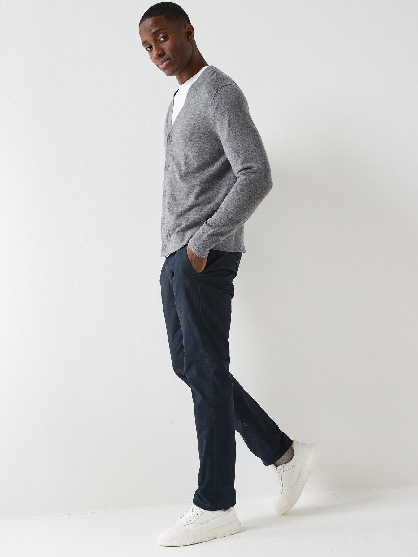  image of calvin-klein-merino-knitted-cardigan-grey