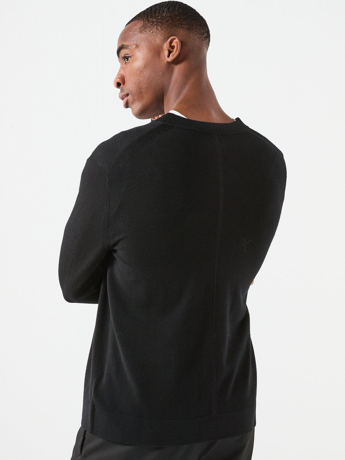 stillFront image of calvin-klein-merino-knitted-cardigan-black