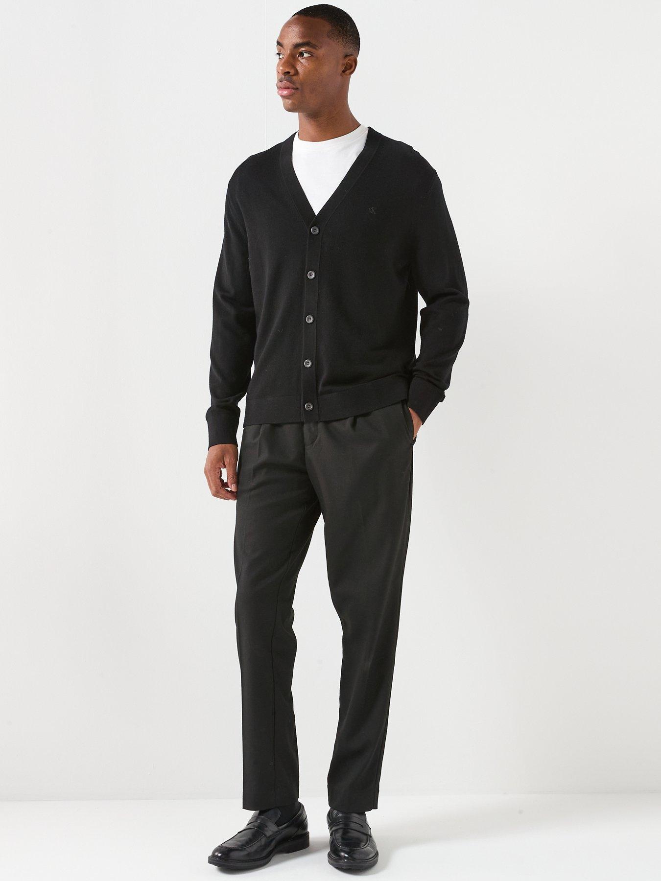  image of calvin-klein-merino-knitted-cardigan-black