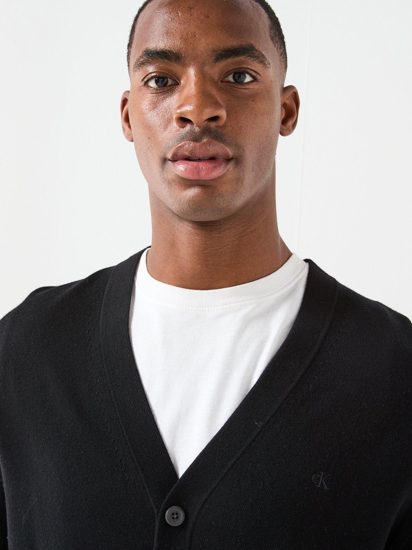  image of calvin-klein-merino-knitted-cardigan-black