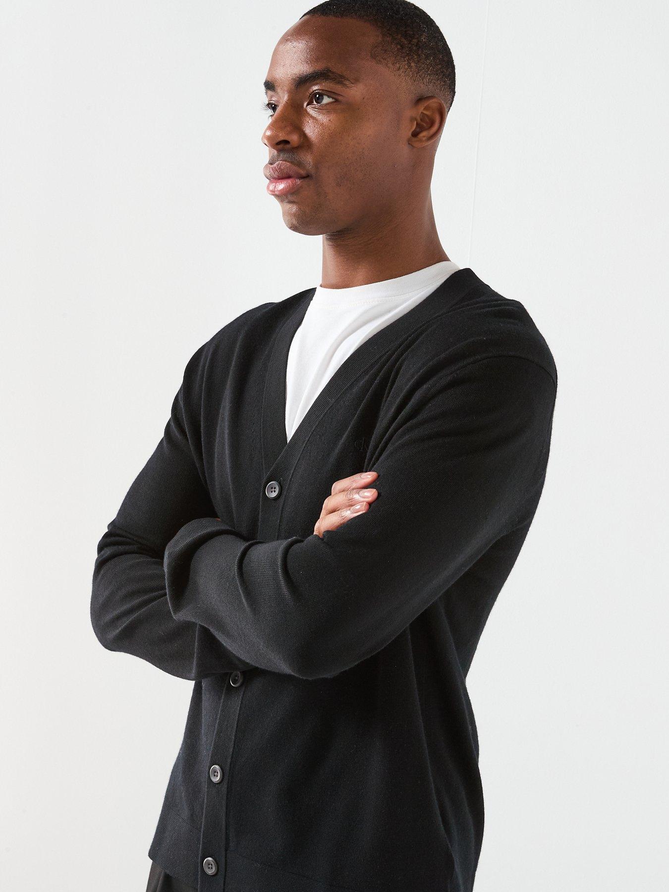 image of calvin-klein-merino-knitted-cardigan-black