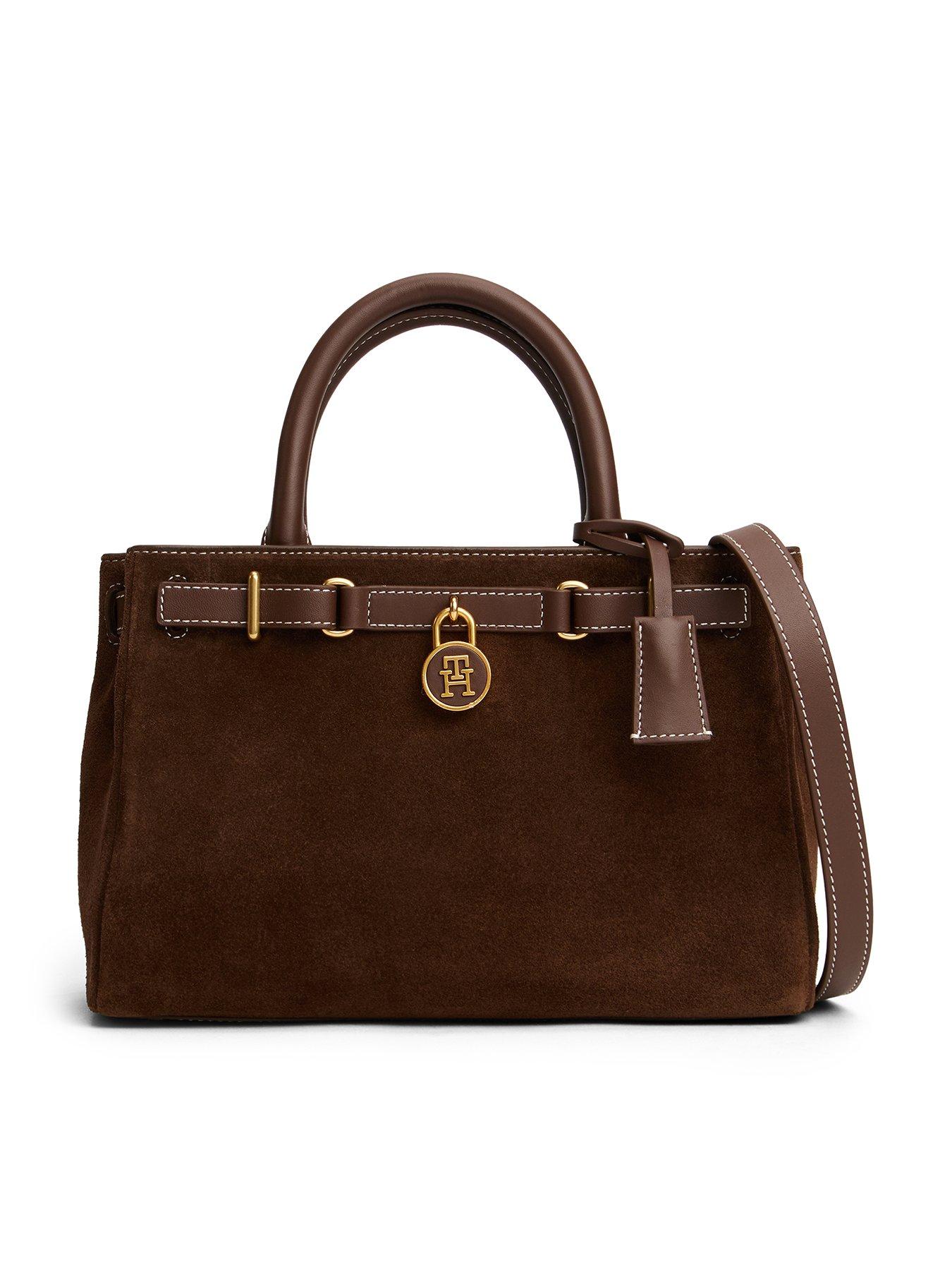  image of tommy-hilfiger-americanicon-mini-tote-bag-suede-brown