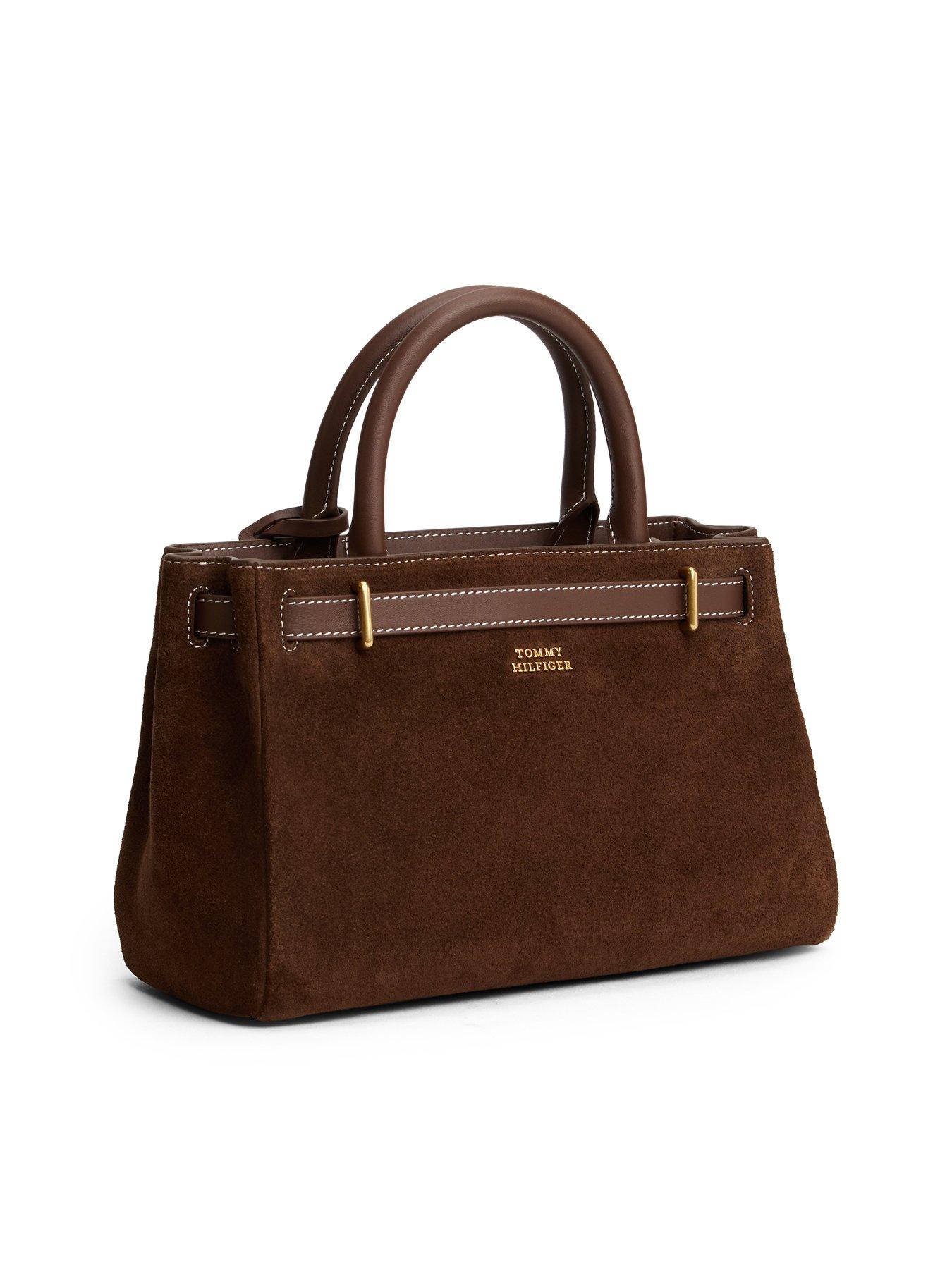 image of tommy-hilfiger-americanicon-mini-tote-bag-suede-brown