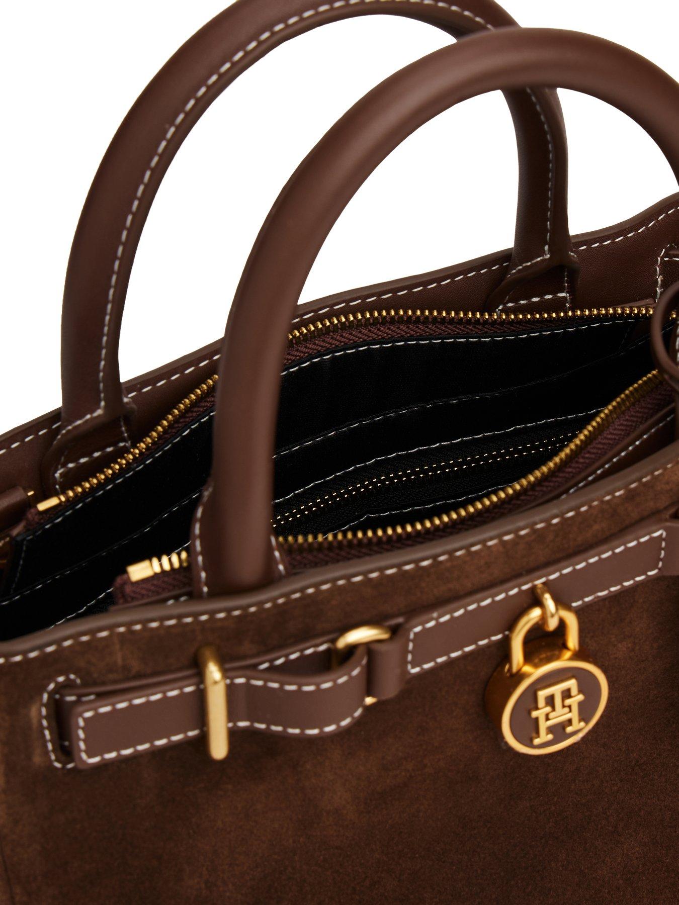  image of tommy-hilfiger-americanicon-mini-tote-bag-suede-brown