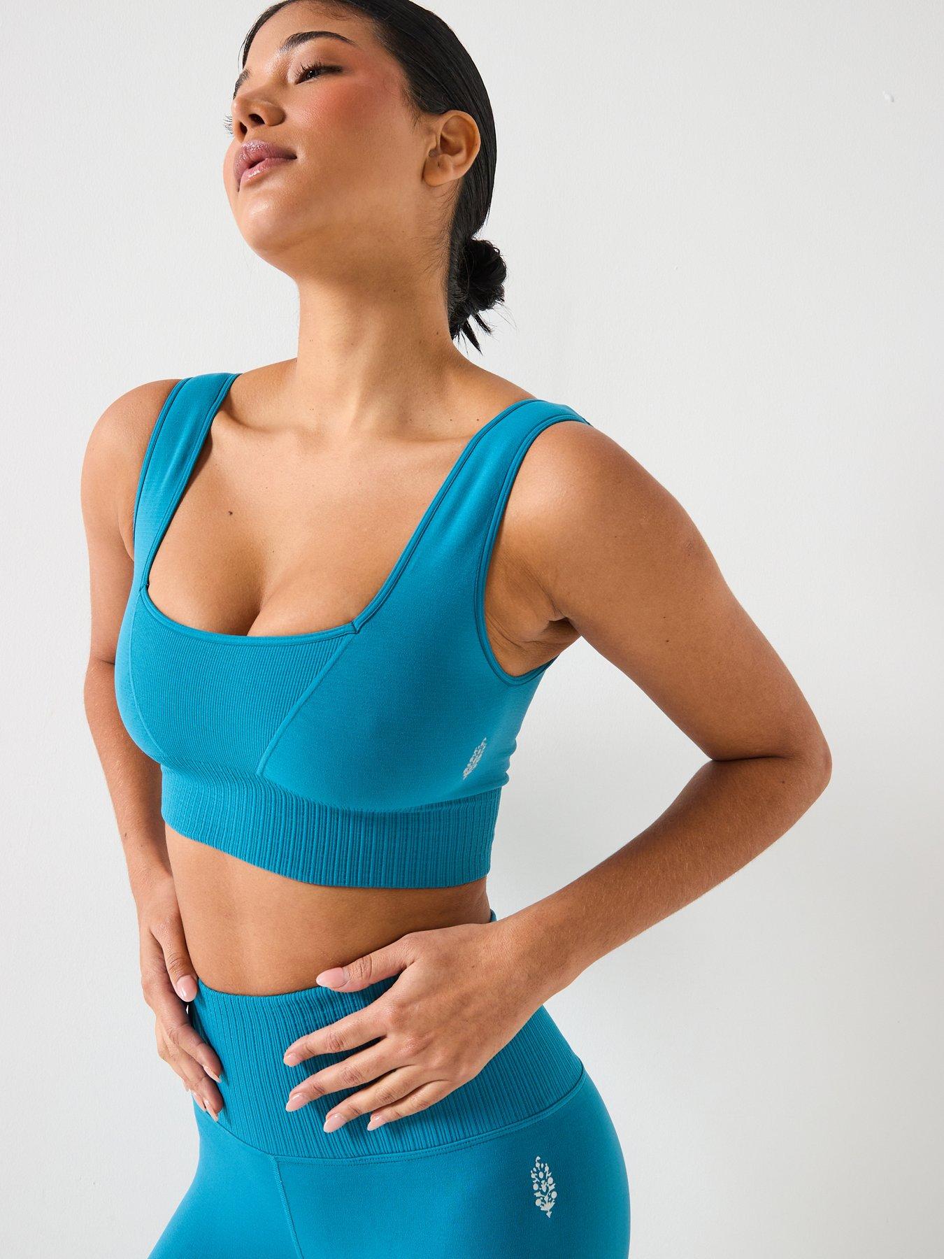 FP Movement Womens Training Square Neck Good Karma Bra - Blue