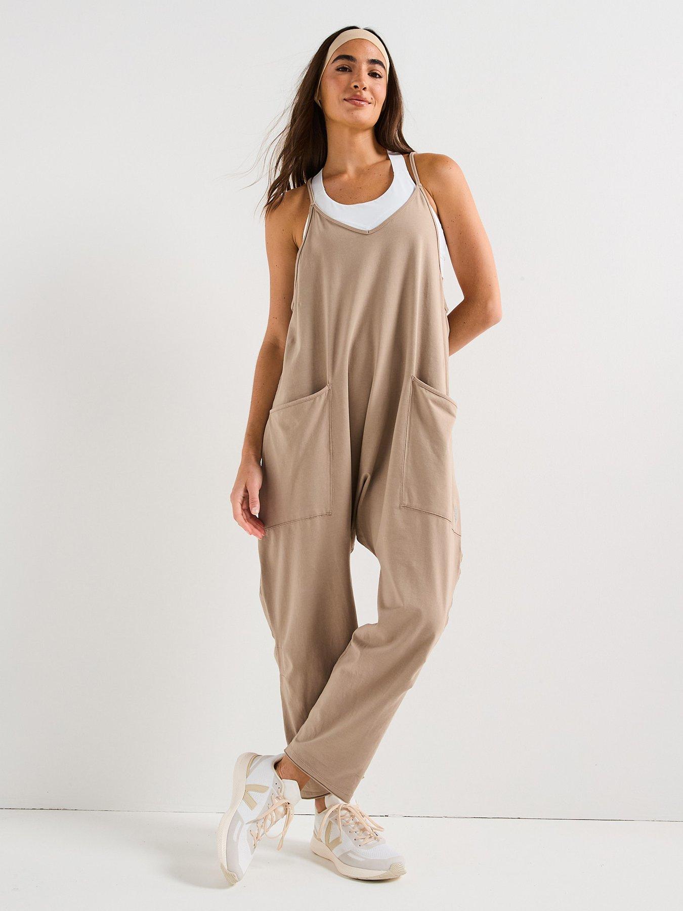 FP Movement Womens Training Hot Shot Relaxed Jumpsuit - Brown