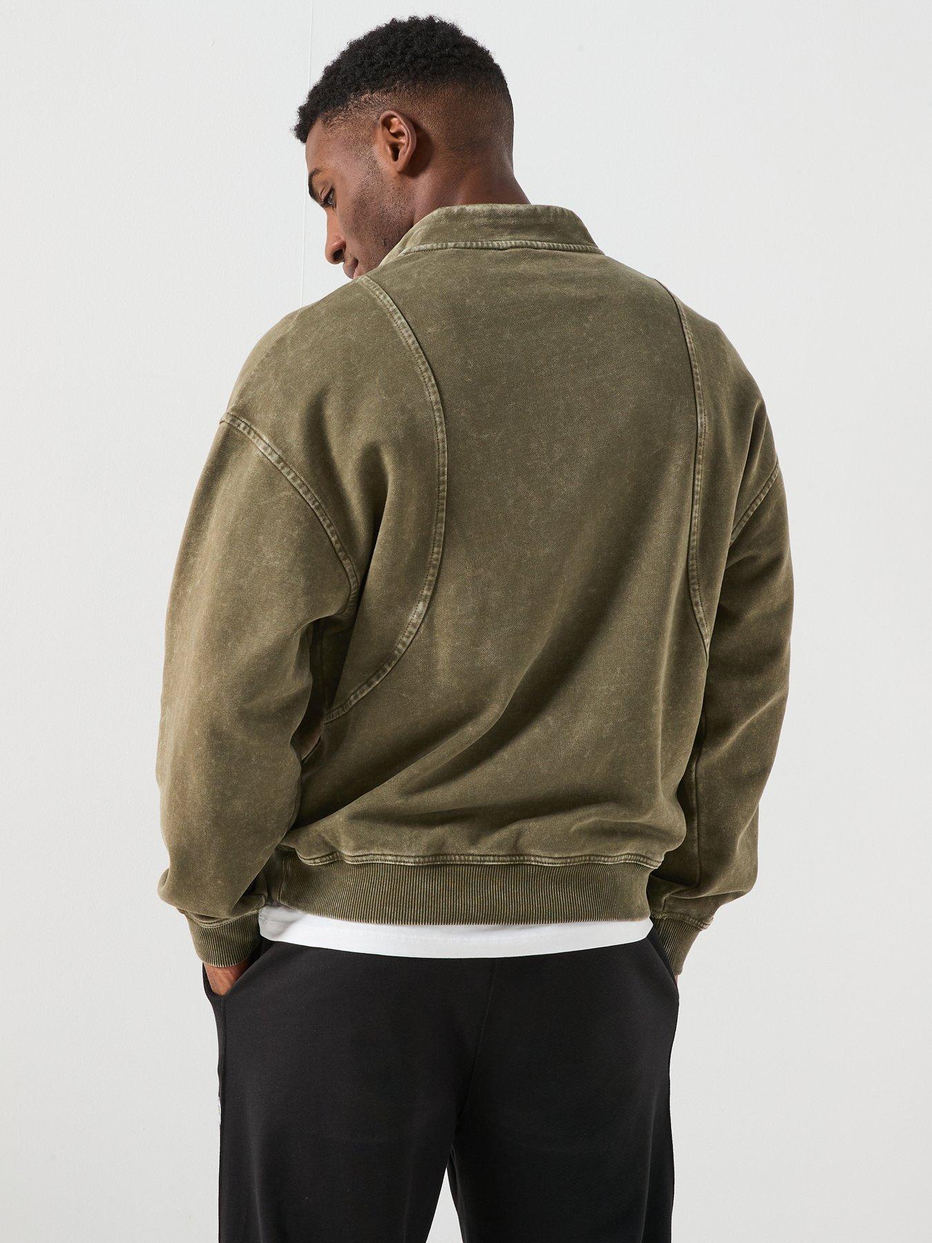 Image 2 of 5 of HUGO Nebuzip Loose Fit 1/4 Zip Sweat - Khaki