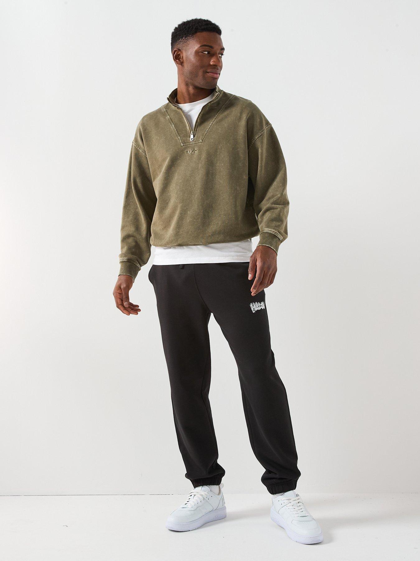 Image 3 of 5 of HUGO Nebuzip Loose Fit 1/4 Zip Sweat - Khaki