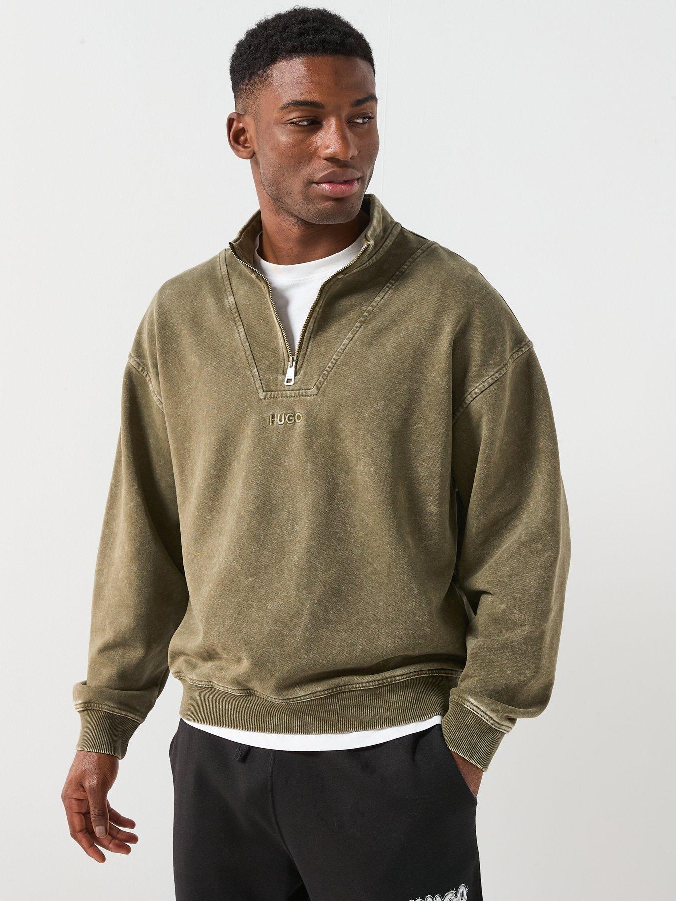 Image 5 of 5 of HUGO Nebuzip Loose Fit 1/4 Zip Sweat - Khaki