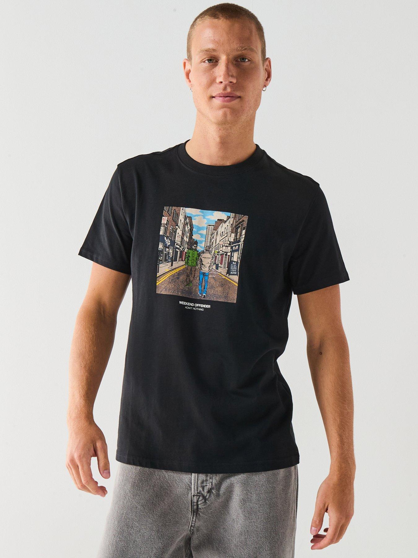 Image 1 of 6 of Weekend Offender Exclusive Oasis Berwich Print T-Shirt - Black