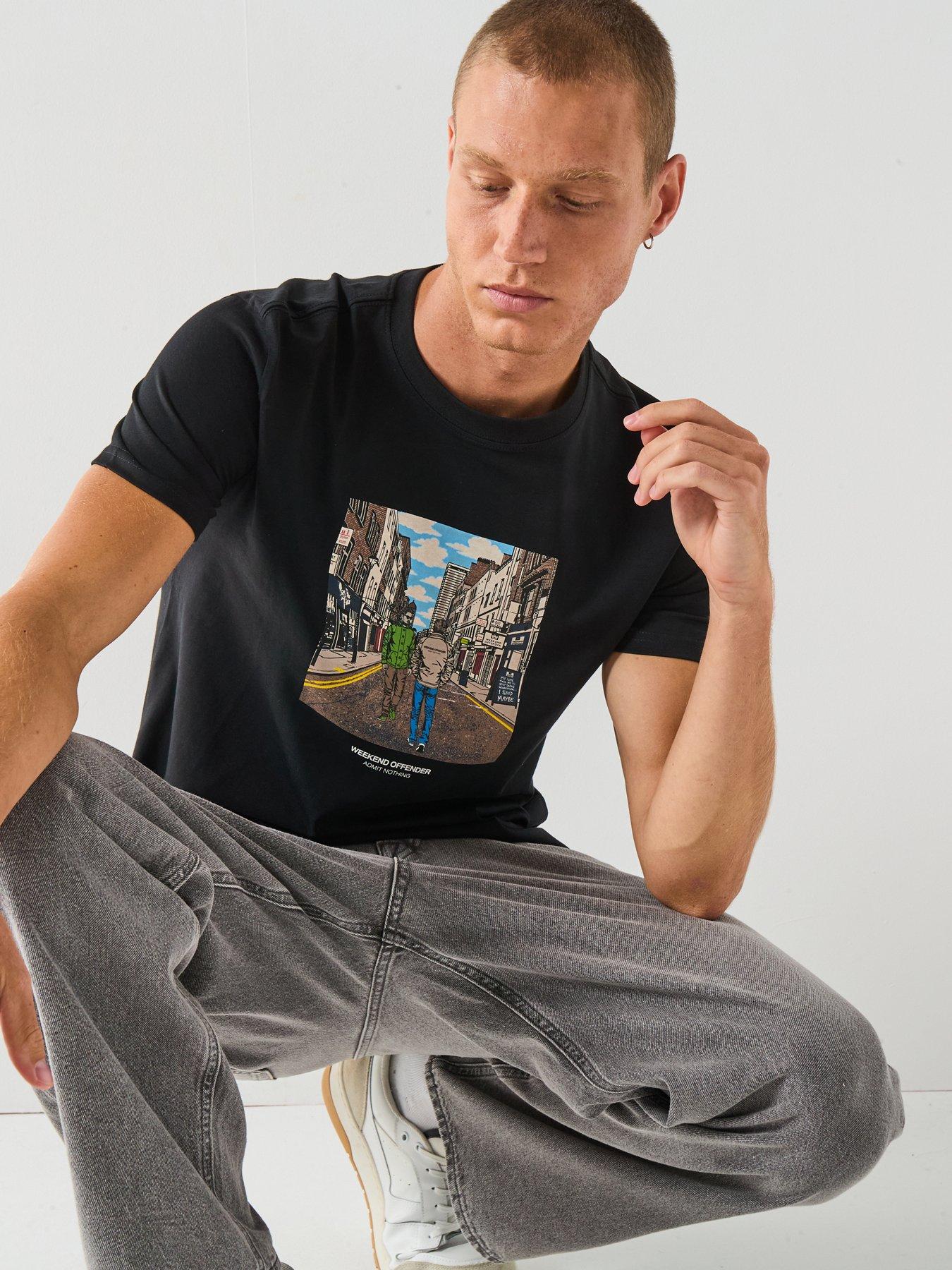 Image 5 of 6 of Weekend Offender Exclusive Oasis Berwich Print T-Shirt - Black