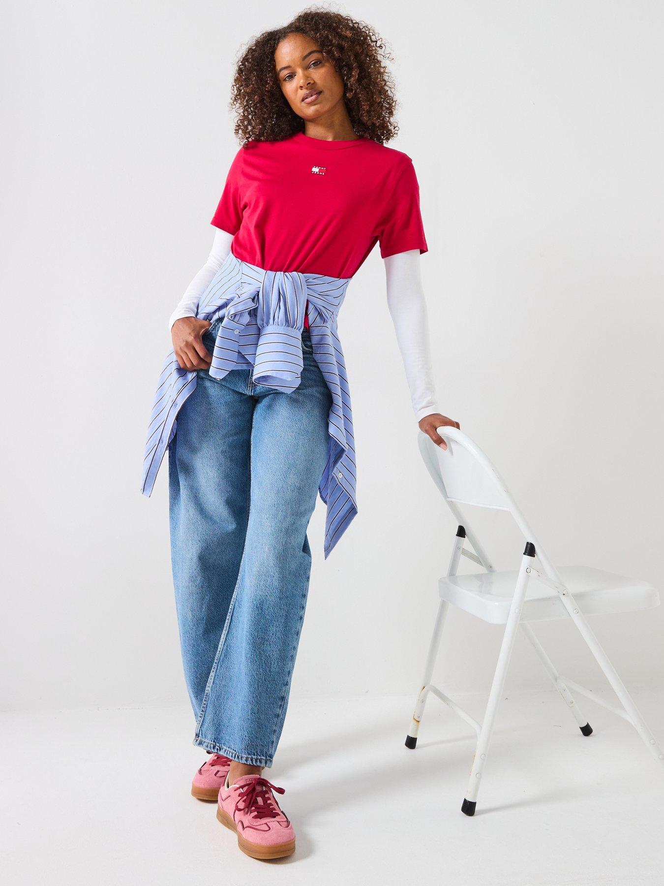  image of tommy-jeans-logo-t-shirt-red