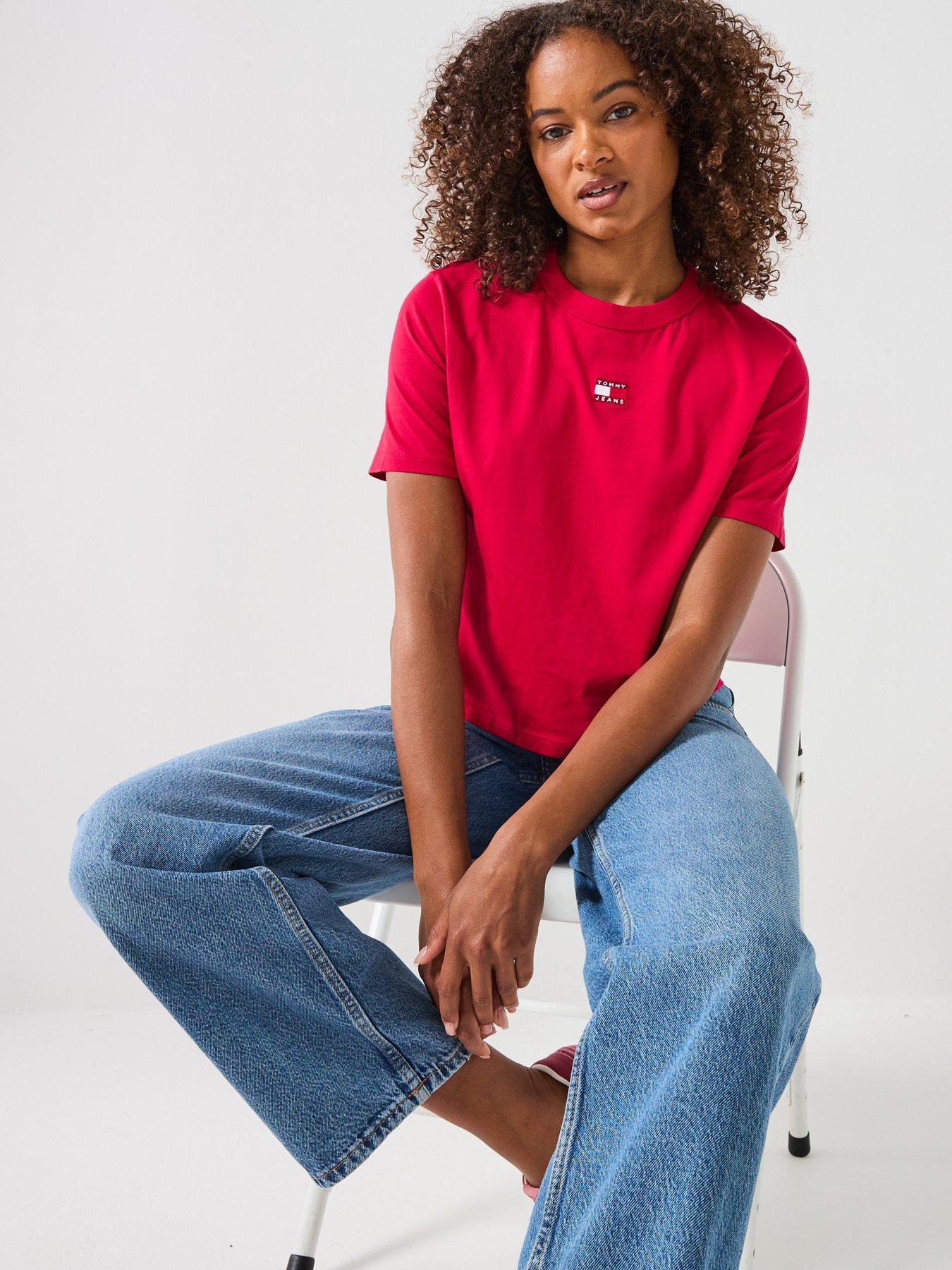  image of tommy-jeans-logo-t-shirt-red