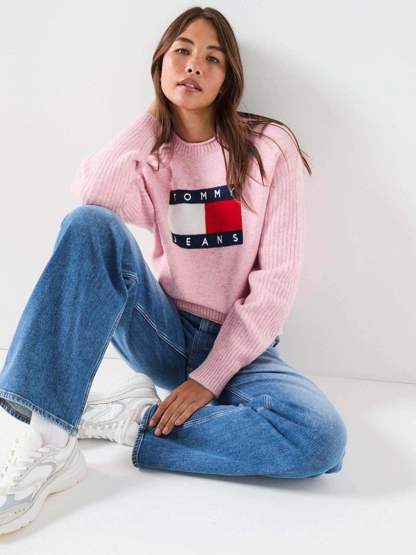 Tommy Jeans Melange Flag Sweater - Pink