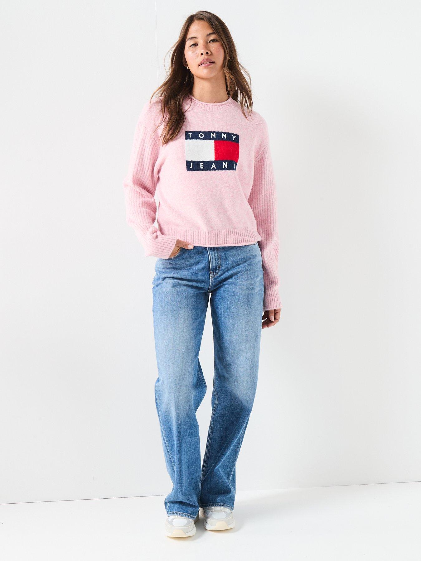Image 3 of 6 of Tommy Jeans Melange Flag Sweater - Pink