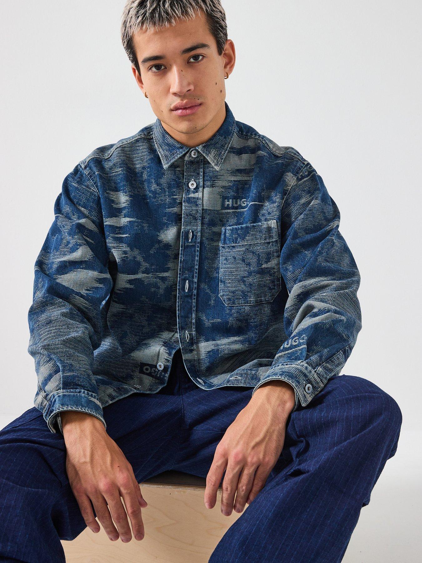  image of hugo-ebalto-oversized-fit-shirt-dark-wash