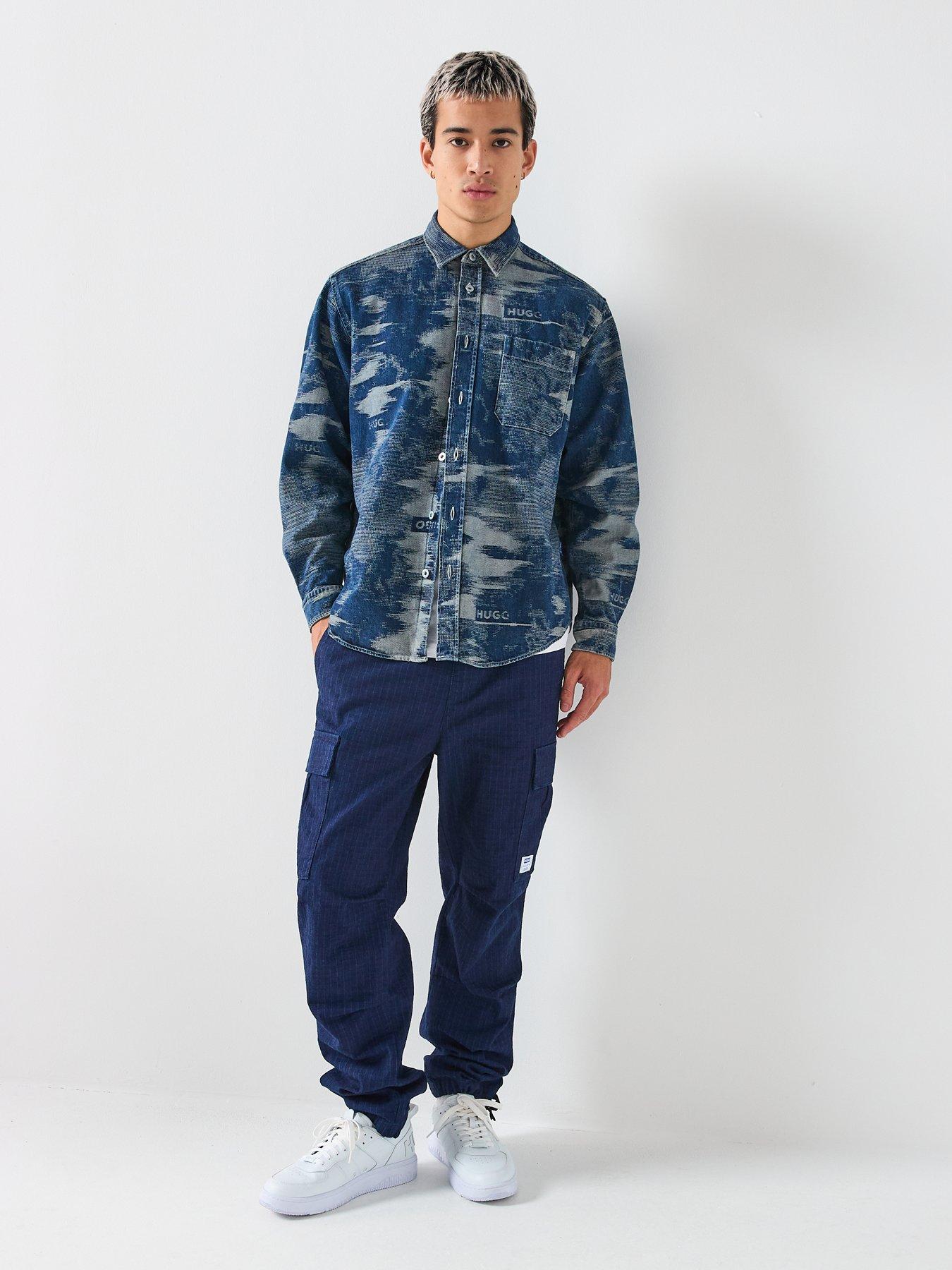 Image 3 of 6 of HUGO Ebalto Oversized Fit Shirt - Dark Wash