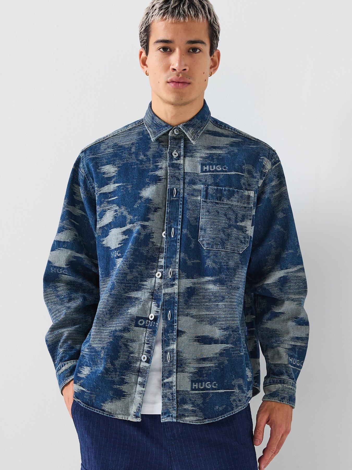  image of hugo-ebalto-oversized-fit-shirt-dark-wash