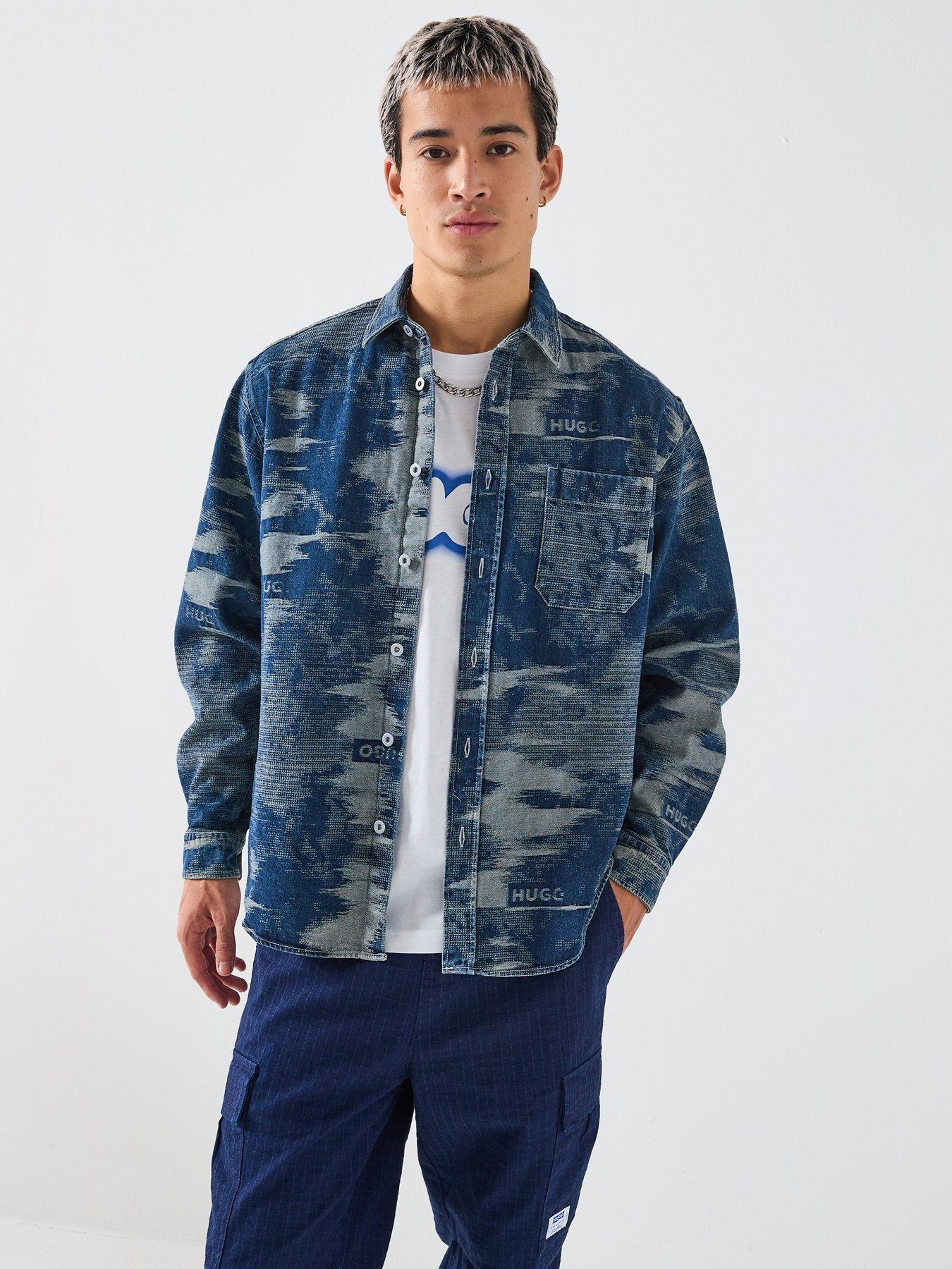  image of hugo-ebalto-oversized-fit-shirt-dark-wash