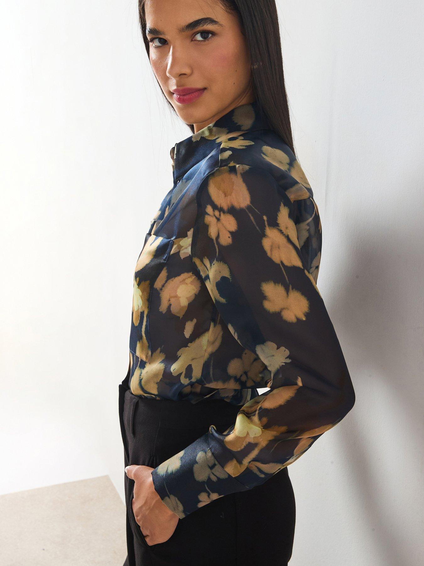 undefined Printed Organza Shirt - Green