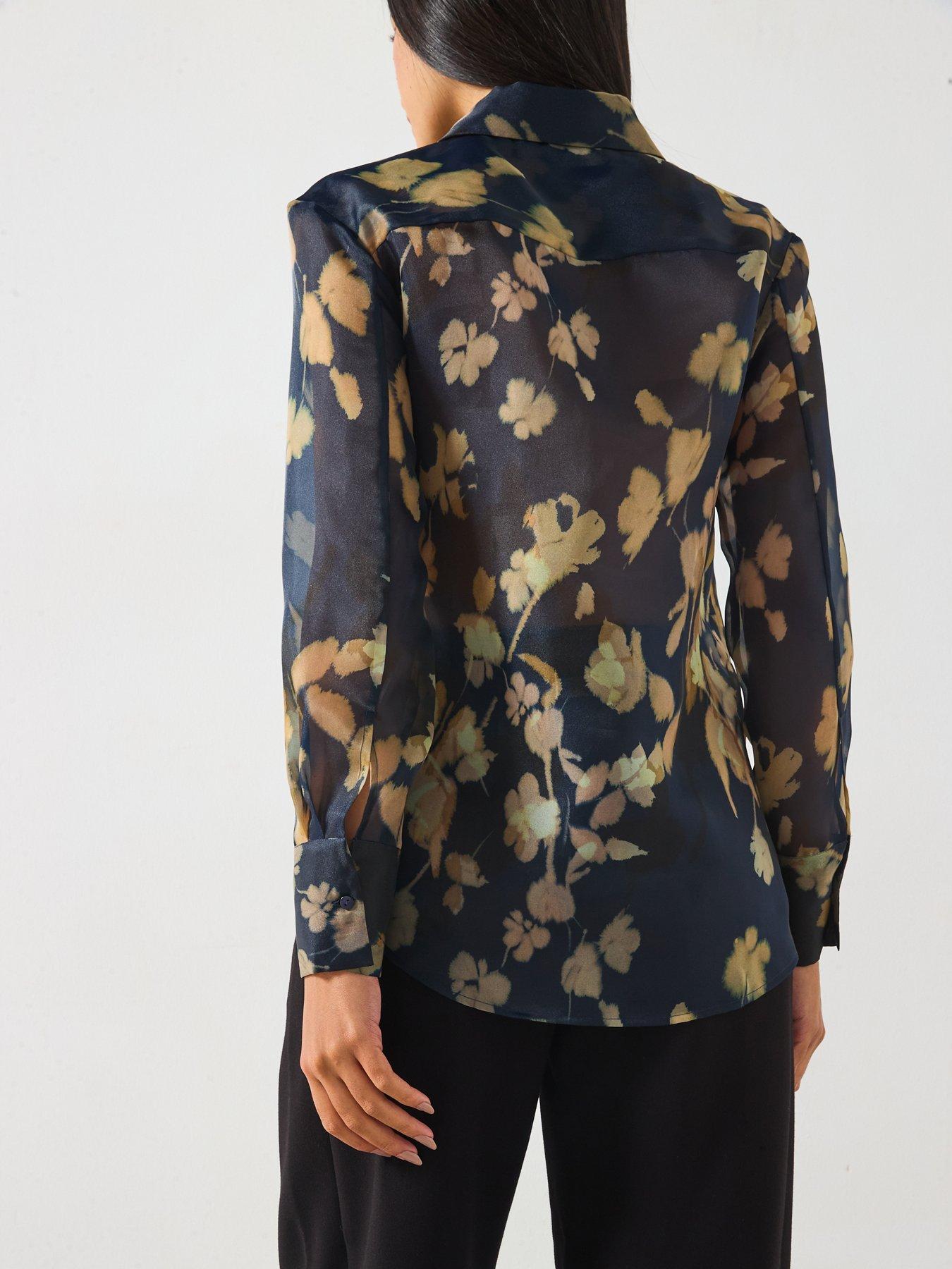 Image 2 of 6 of V by Very Printed&nbsp;Organza Shirt - Navy