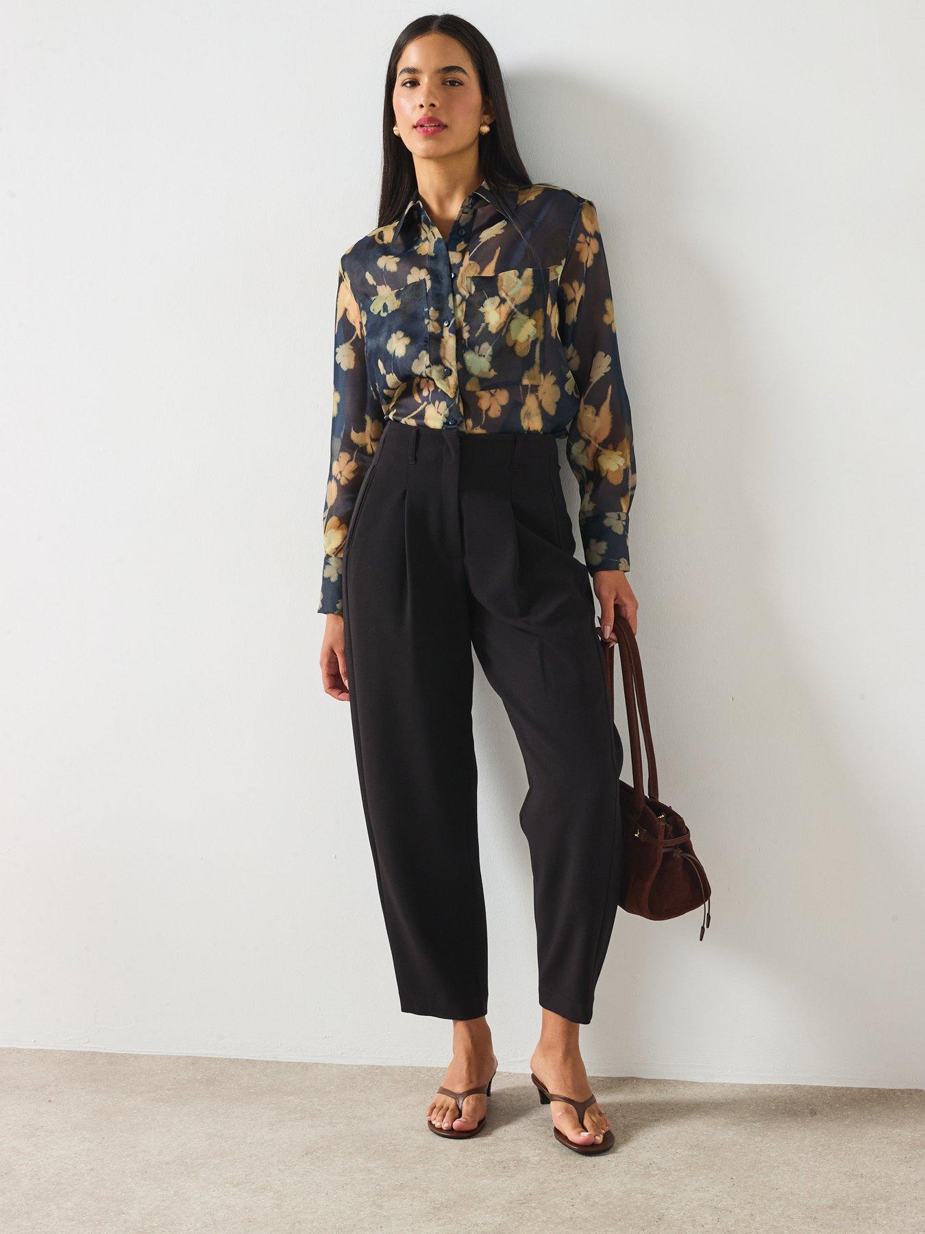 Image 3 of 6 of V by Very Printed&nbsp;Organza Shirt - Navy