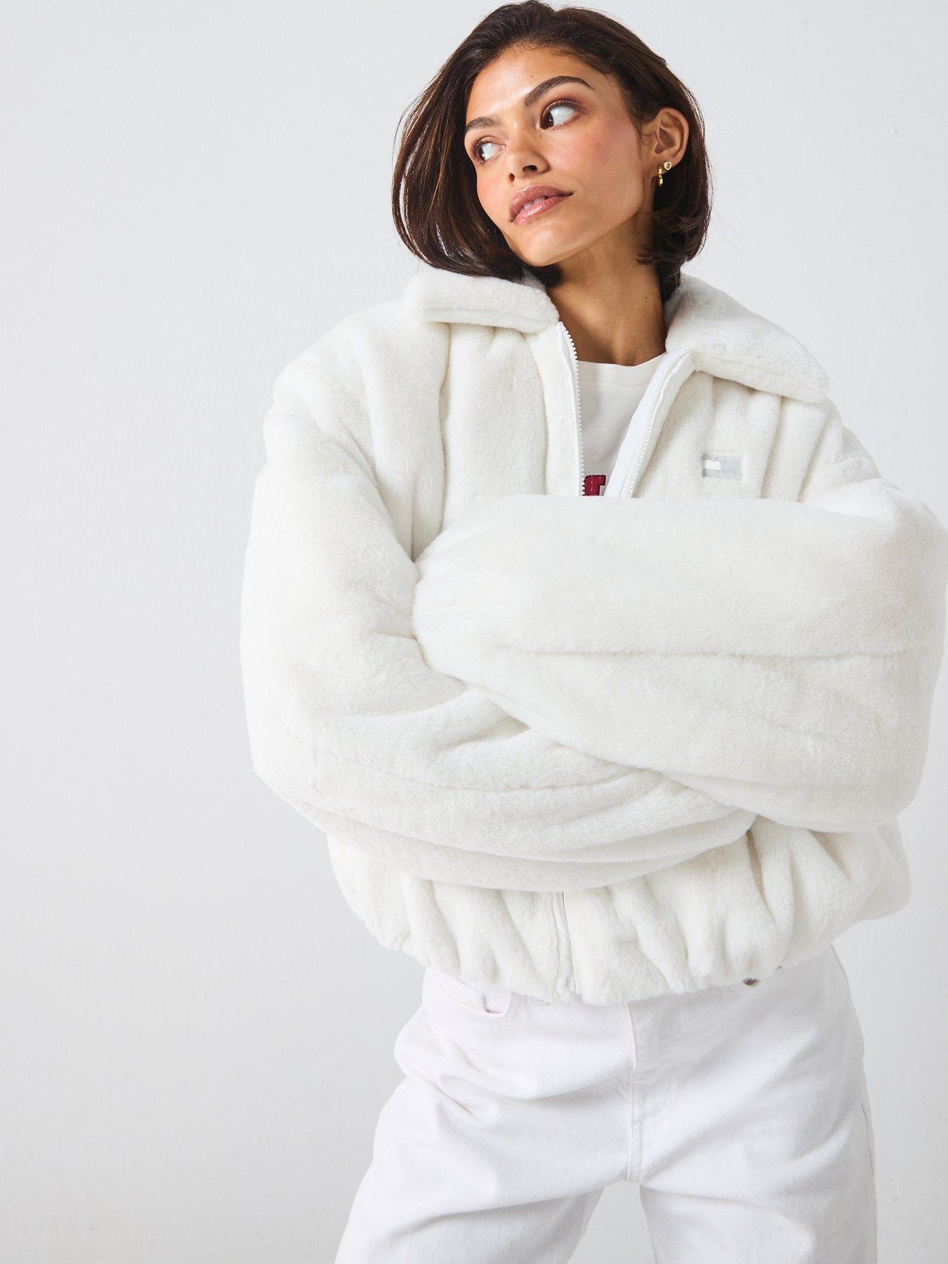  image of tommy-jeans-faux-fur-bomber-jacket-white