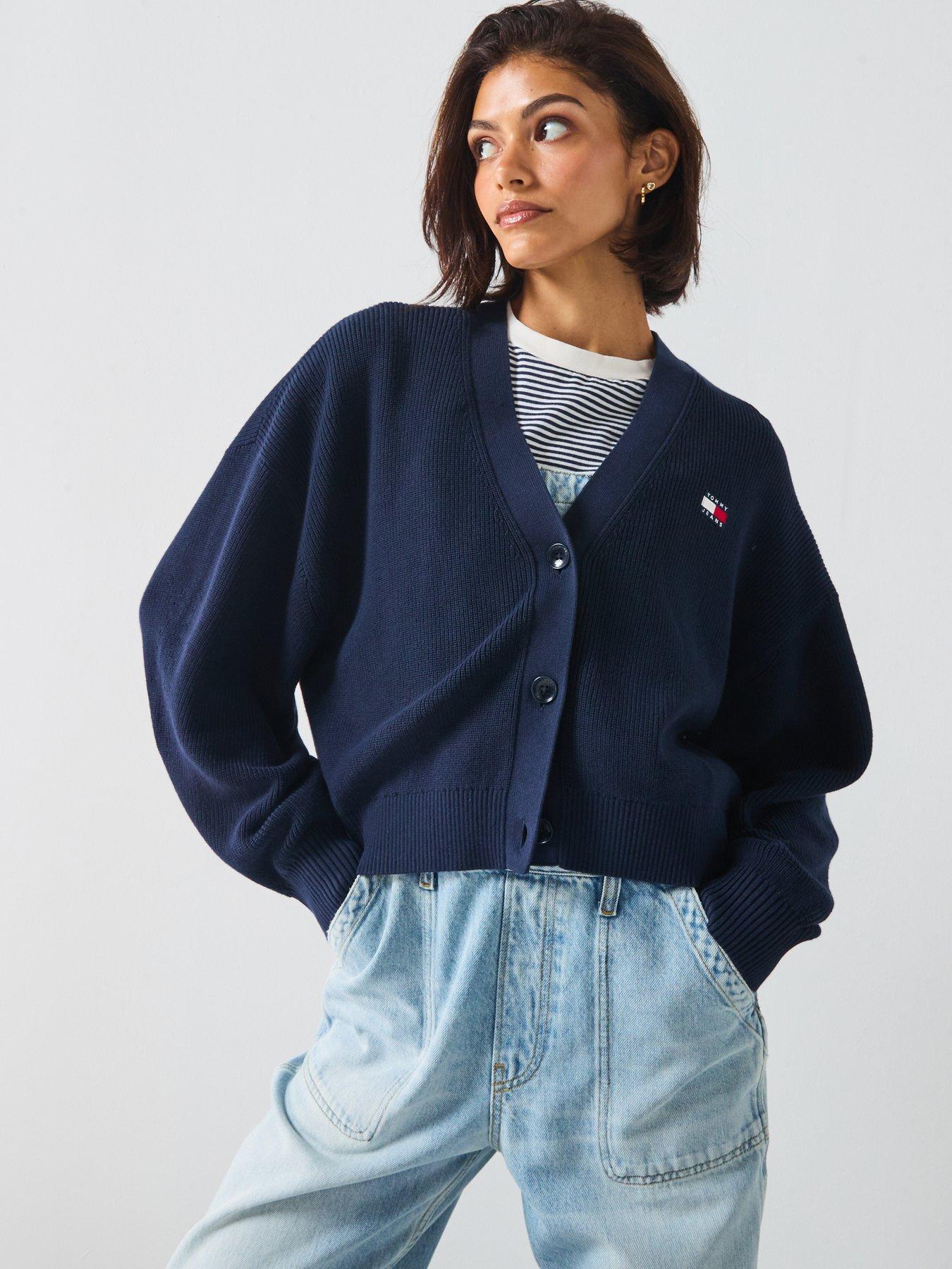  image of tommy-jeans-ribbed-logo-v-neck-tops-blue