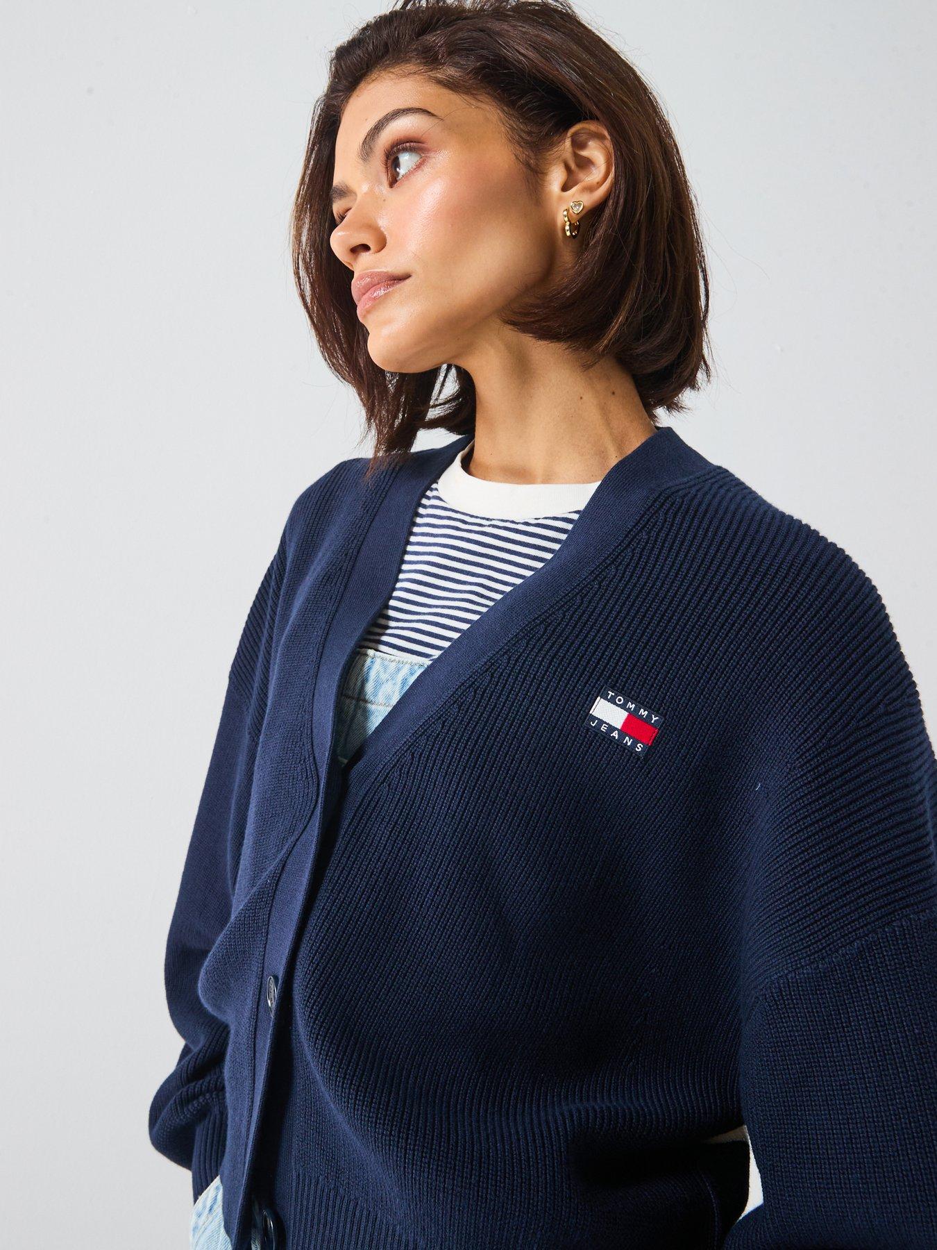  image of tommy-jeans-ribbed-logo-v-neck-tops-blue