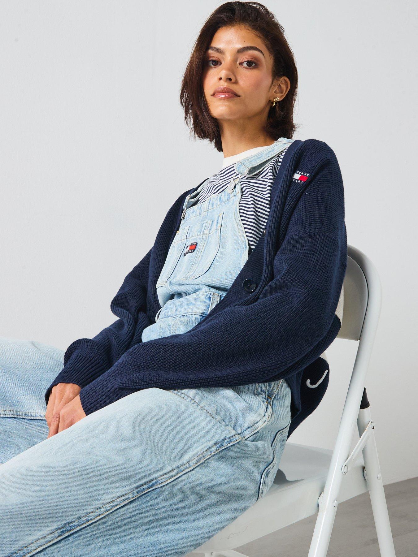  image of tommy-jeans-ribbed-logo-v-neck-tops-blue