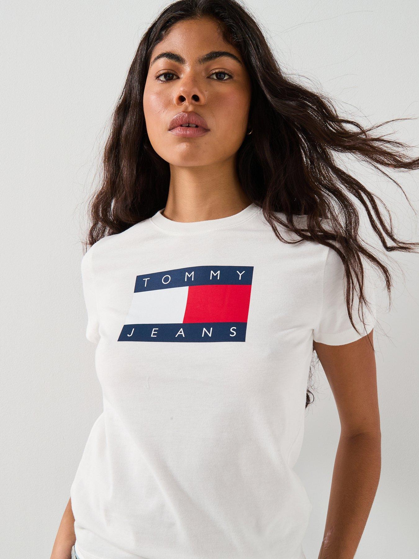 Tommy Jeans Flag Short Sleeve T-Shirt - Beige