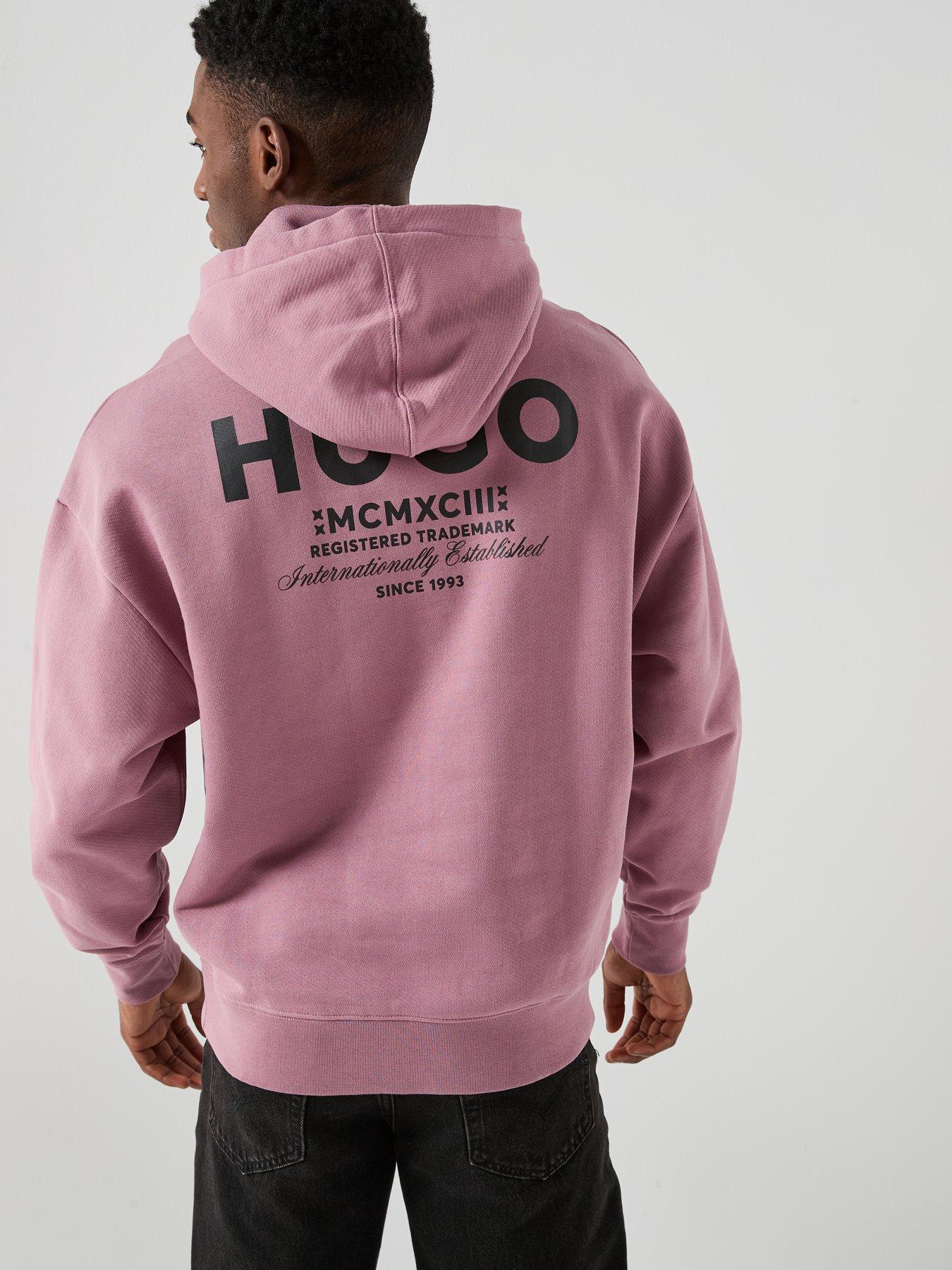 HUGO Nazardo Loose Fit Overhead Hoodie - Dark Pink