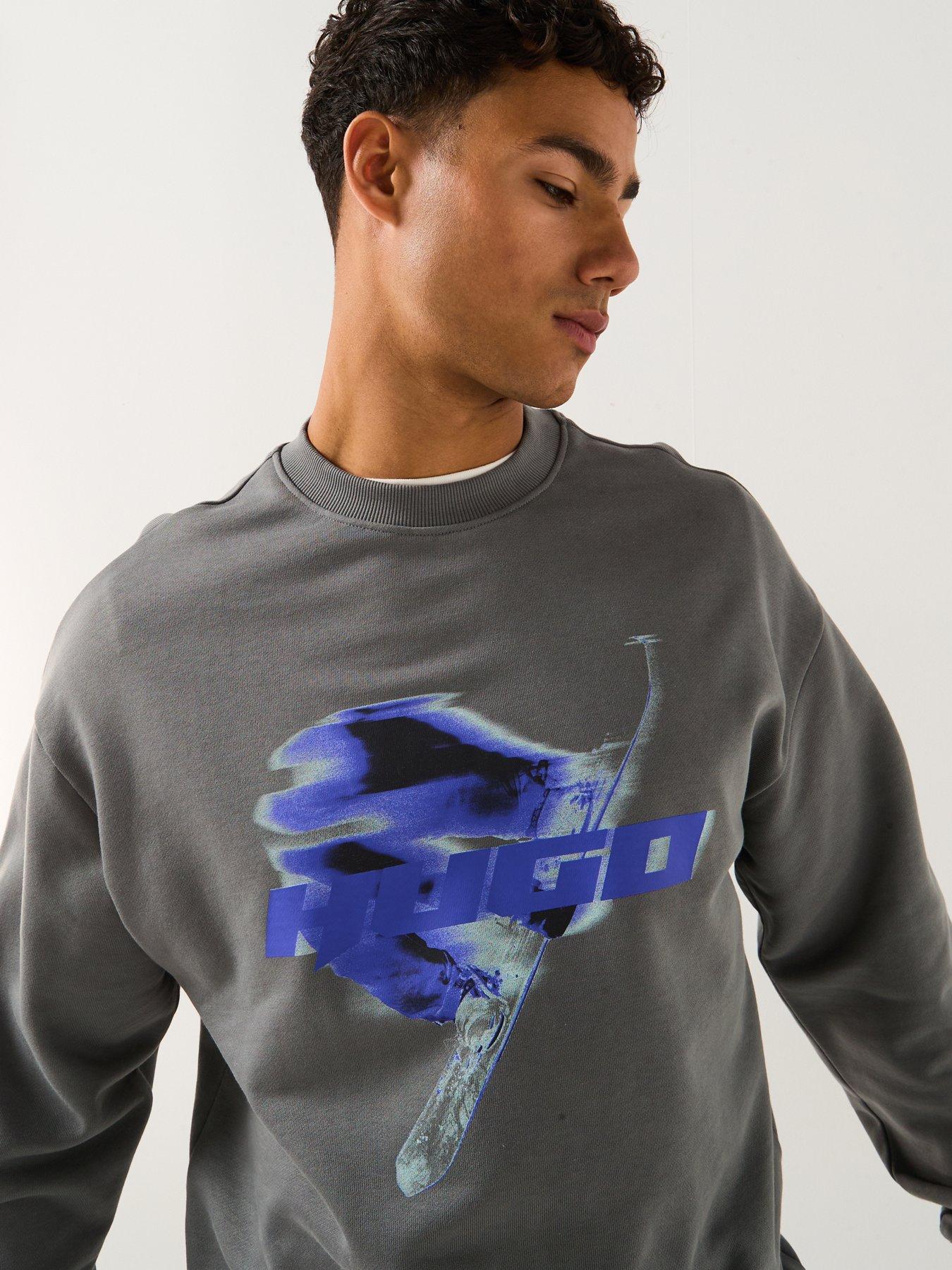 Image 4 of 6 of HUGO Nifterix Regular Fit Crew Sweatshirt - Grey