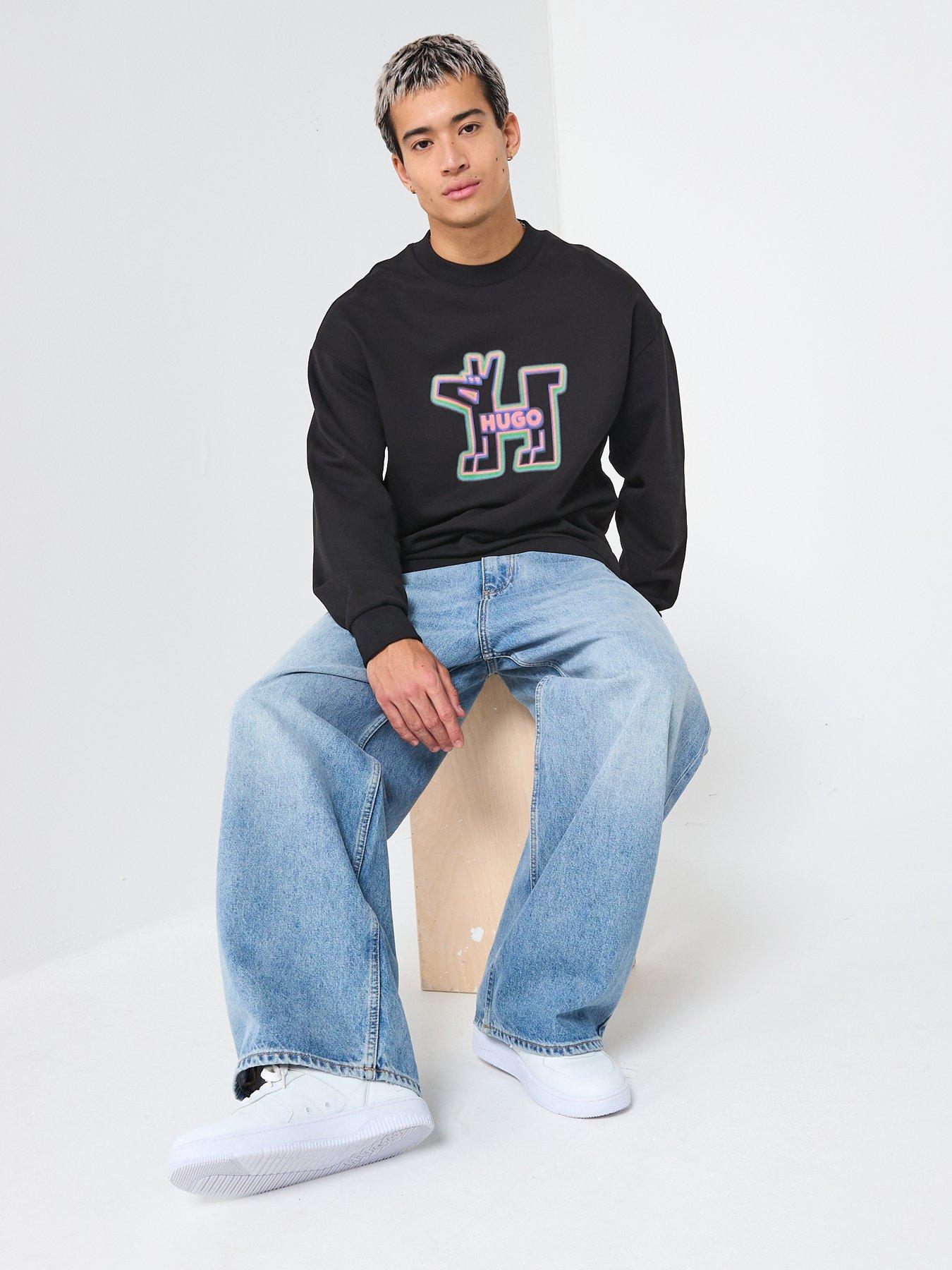 Image 1 of 6 of HUGO Newirex Regular Fit Crew Sweat - Black