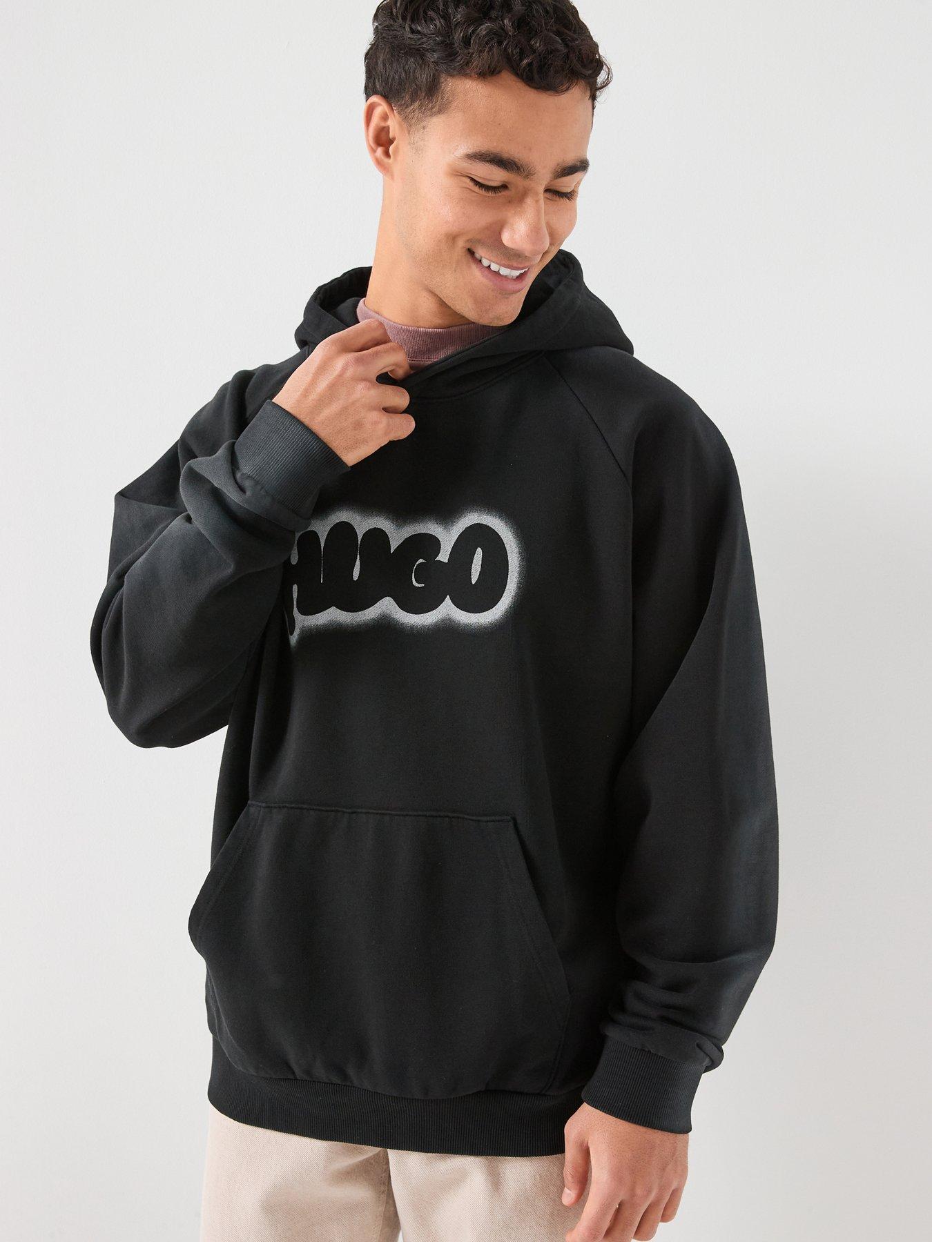 Image 1 of 6 of HUGO Nuneony Loose Fit Overhead Hoodie - Black