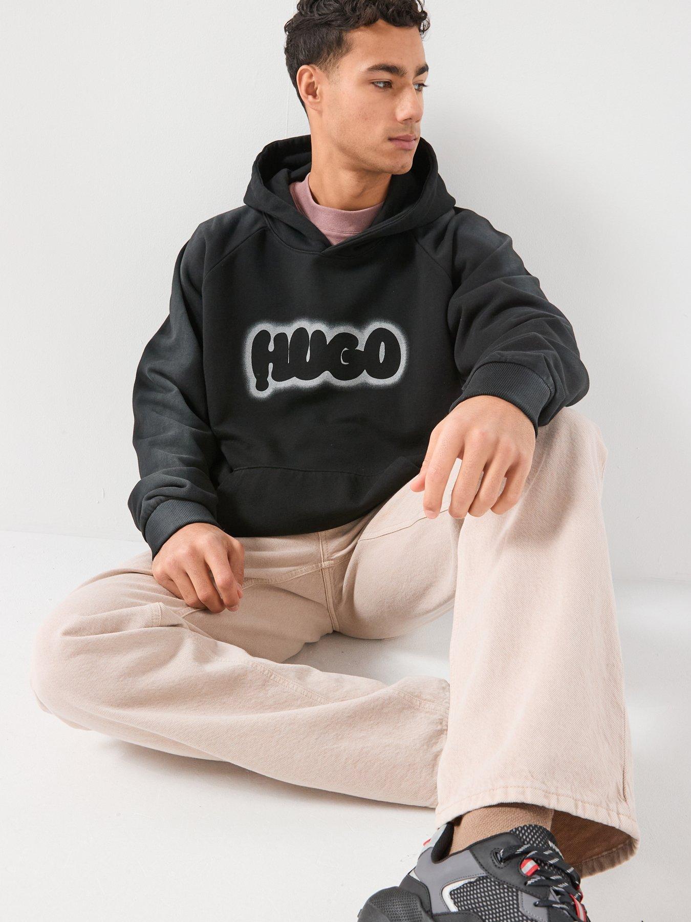 Image 4 of 6 of HUGO Nuneony Loose Fit Overhead Hoodie - Black