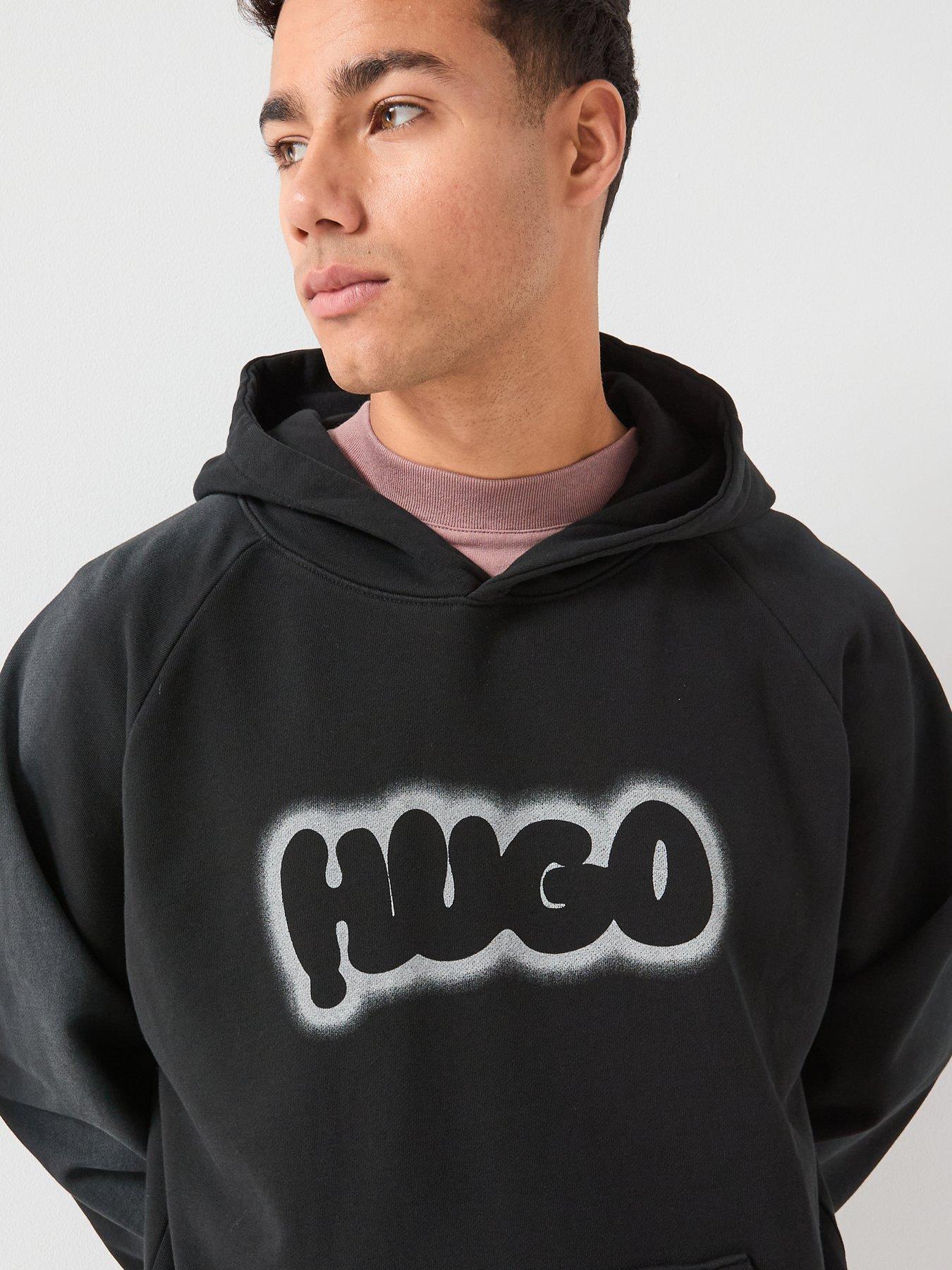 Image 5 of 6 of HUGO Nuneony Loose Fit Overhead Hoodie - Black