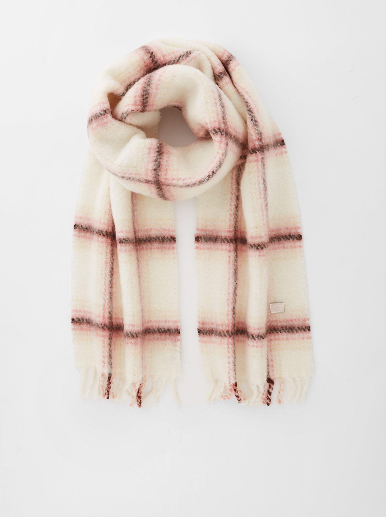 front image of tommy-jeans-heritage-check-scarf-pink