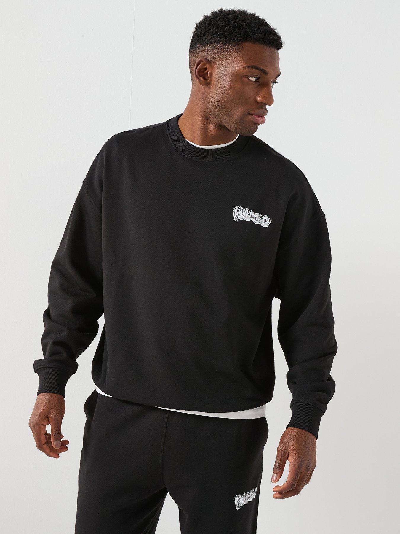  image of hugo-nyrocrew-loose-fit-crew-sweat-black
