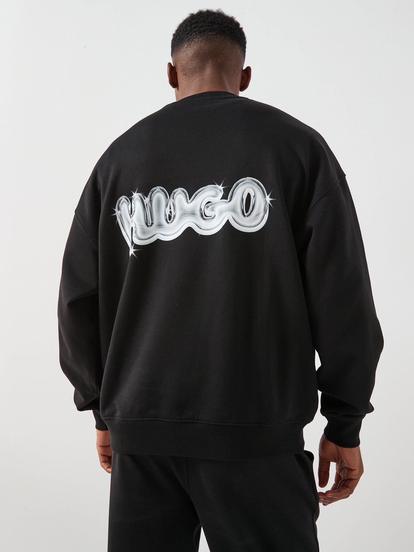 image of hugo-nyrocrew-loose-fit-crew-sweat-black